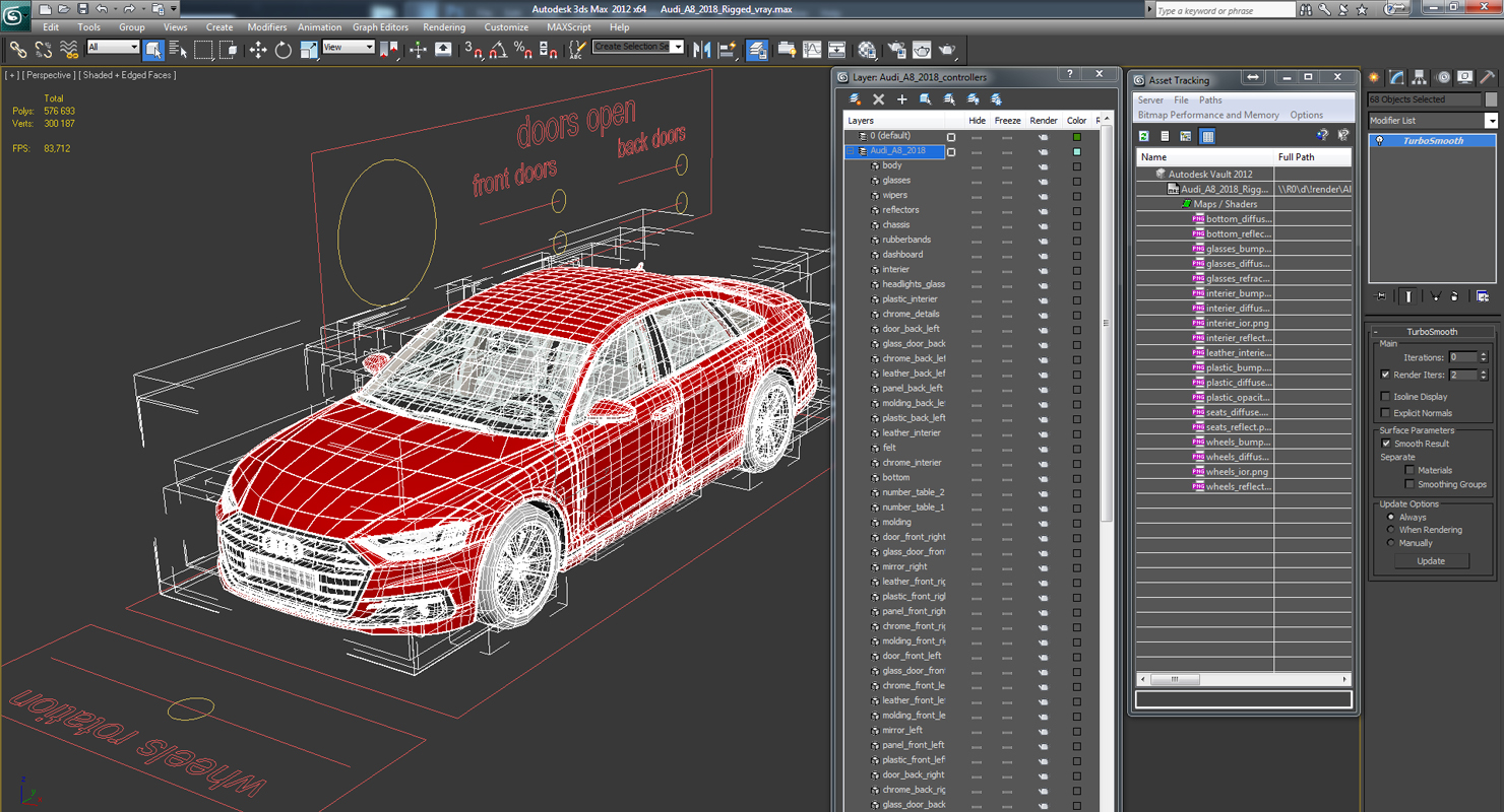 Audi A8 2018 Rigged 3D model