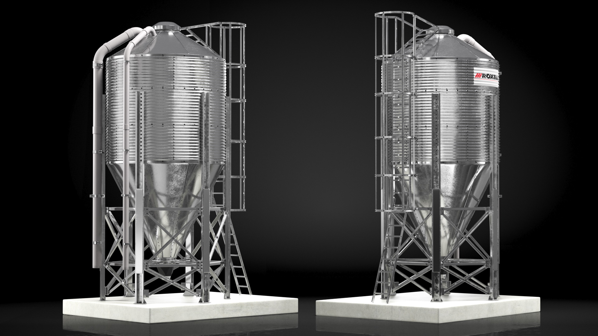 Roxell Galvanized Feed Storage Bin 3D model