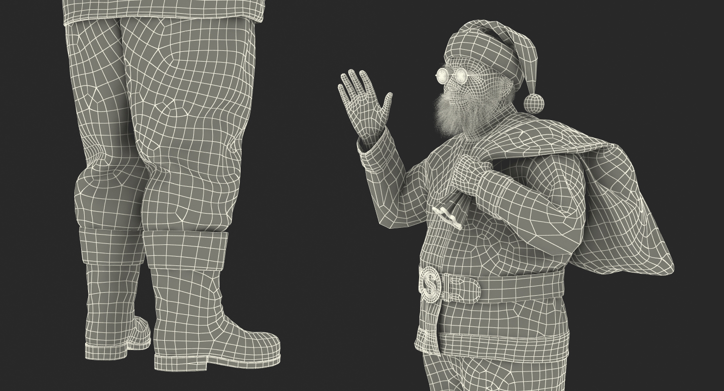 3D Santa Claus Holding Gift Bag model