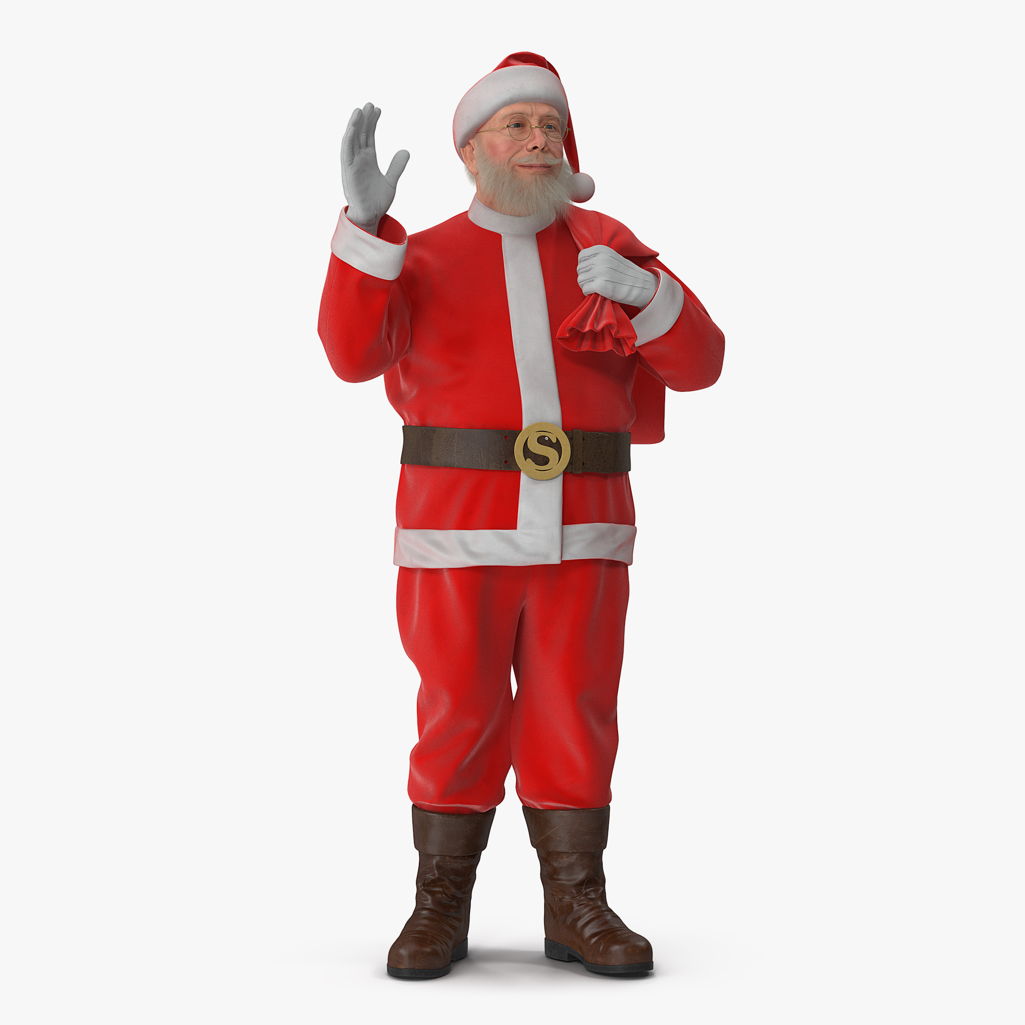 Santa Claus Holding Gift Bag