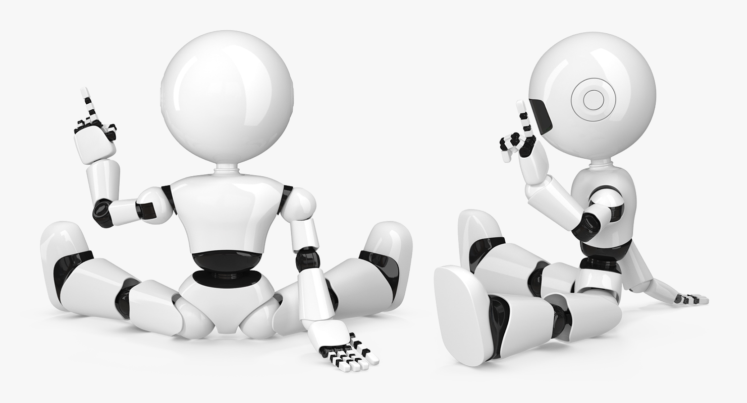 3D Small Robot Toy Sitting Pose model