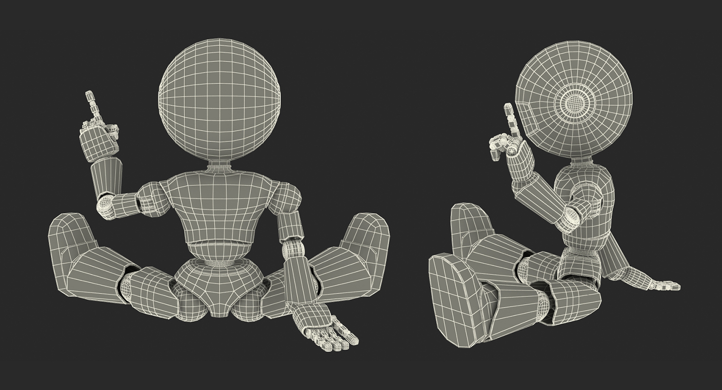 3D Small Robot Toy Sitting Pose model