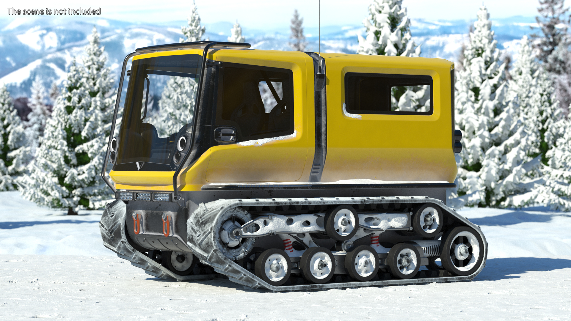Snowy Arctica Exploration Vehicle Yellow Rigged 3D