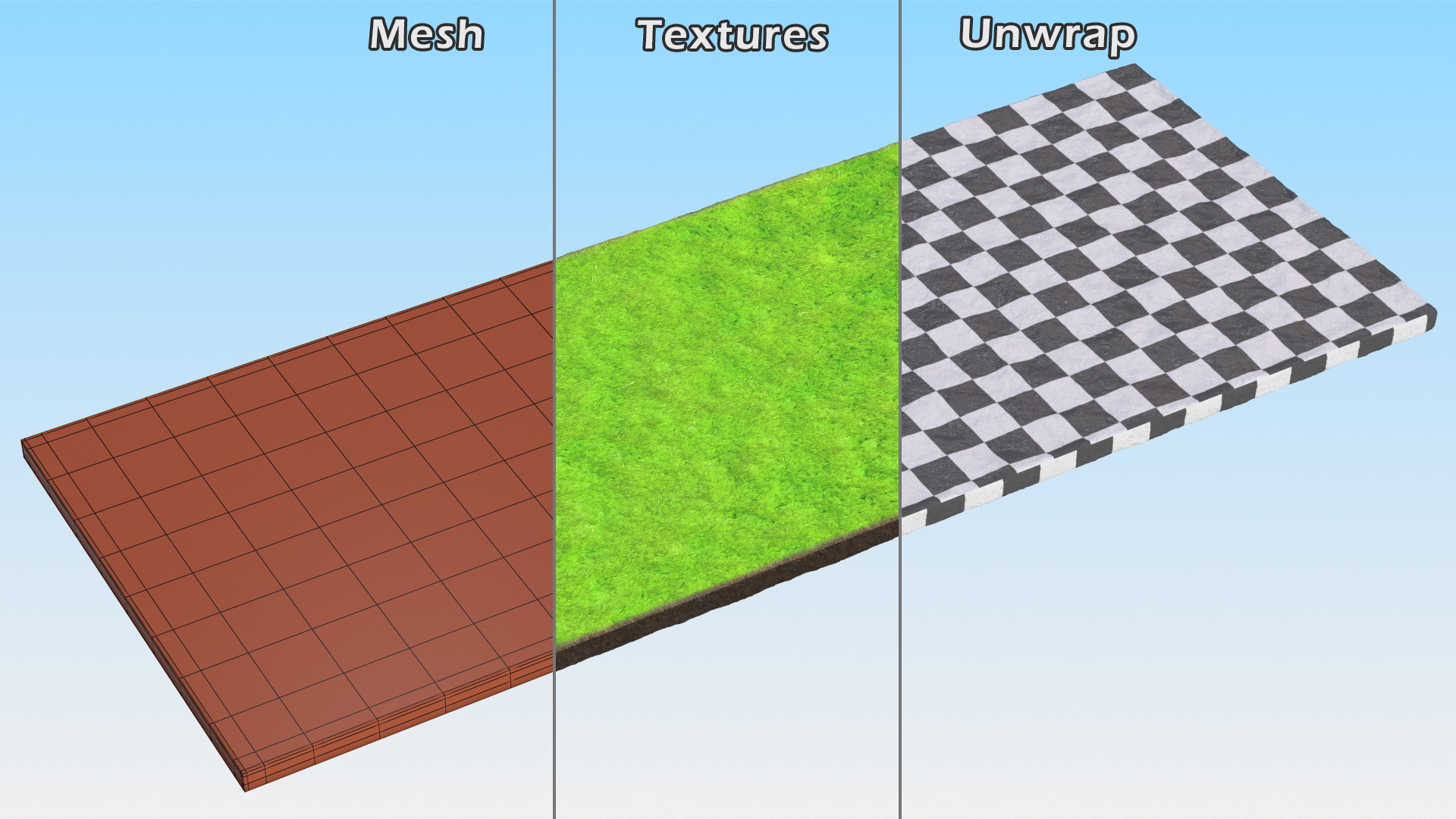3D Lawn Turf Roll Unfolded model