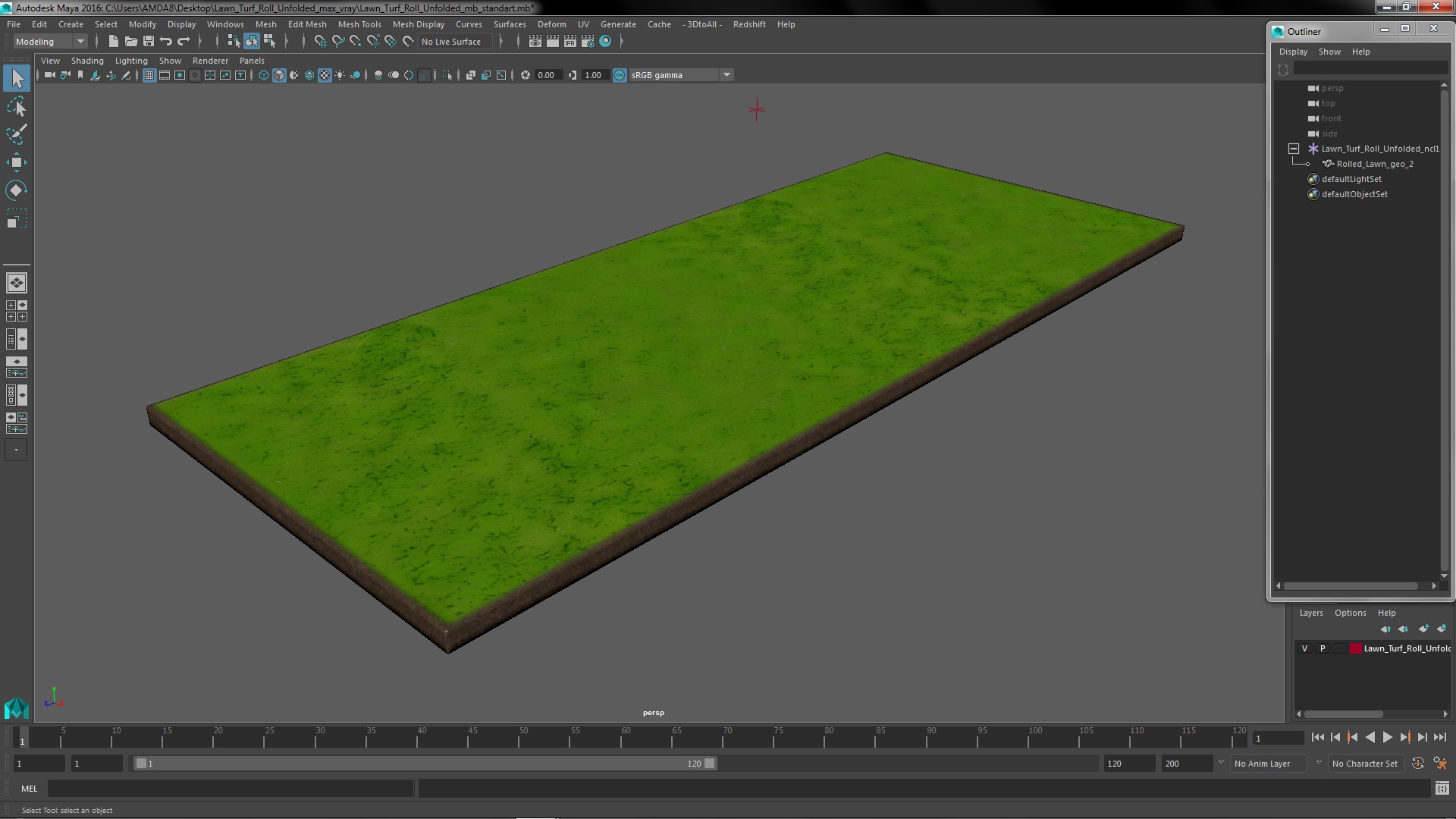 3D Lawn Turf Roll Unfolded model