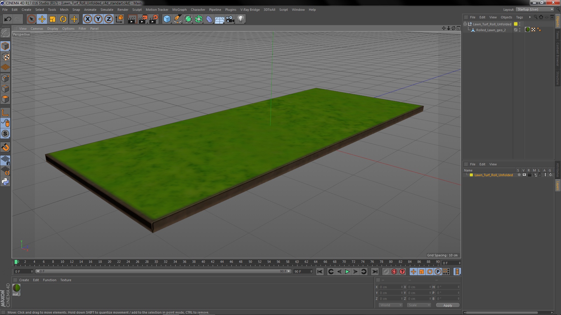 3D Lawn Turf Roll Unfolded model