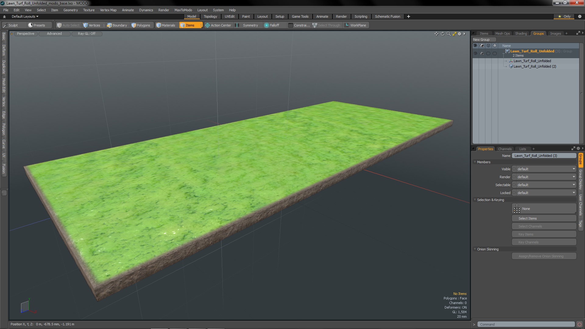 3D Lawn Turf Roll Unfolded model