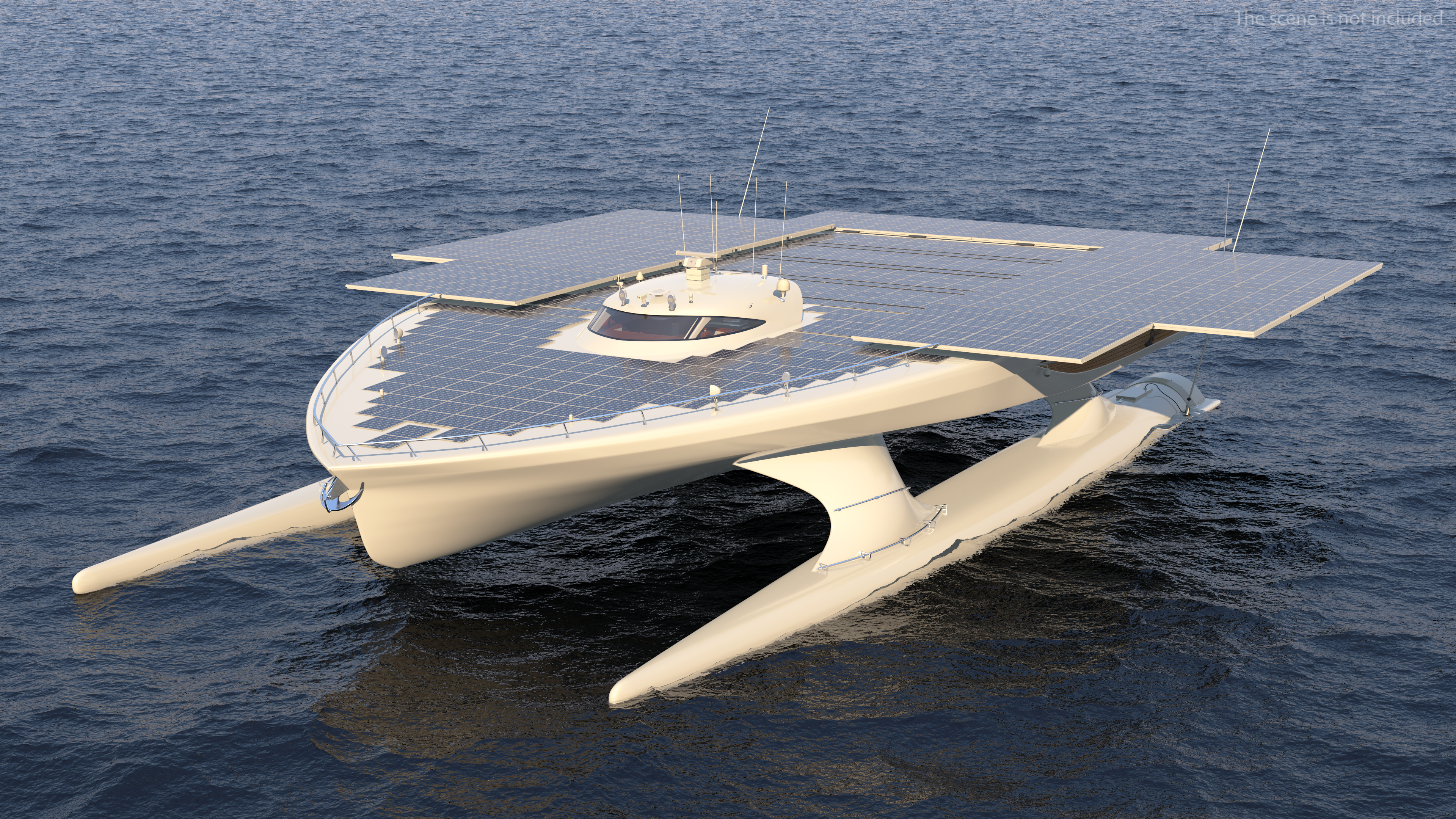 3D Electric Solar Powered Boat Simple Interior model