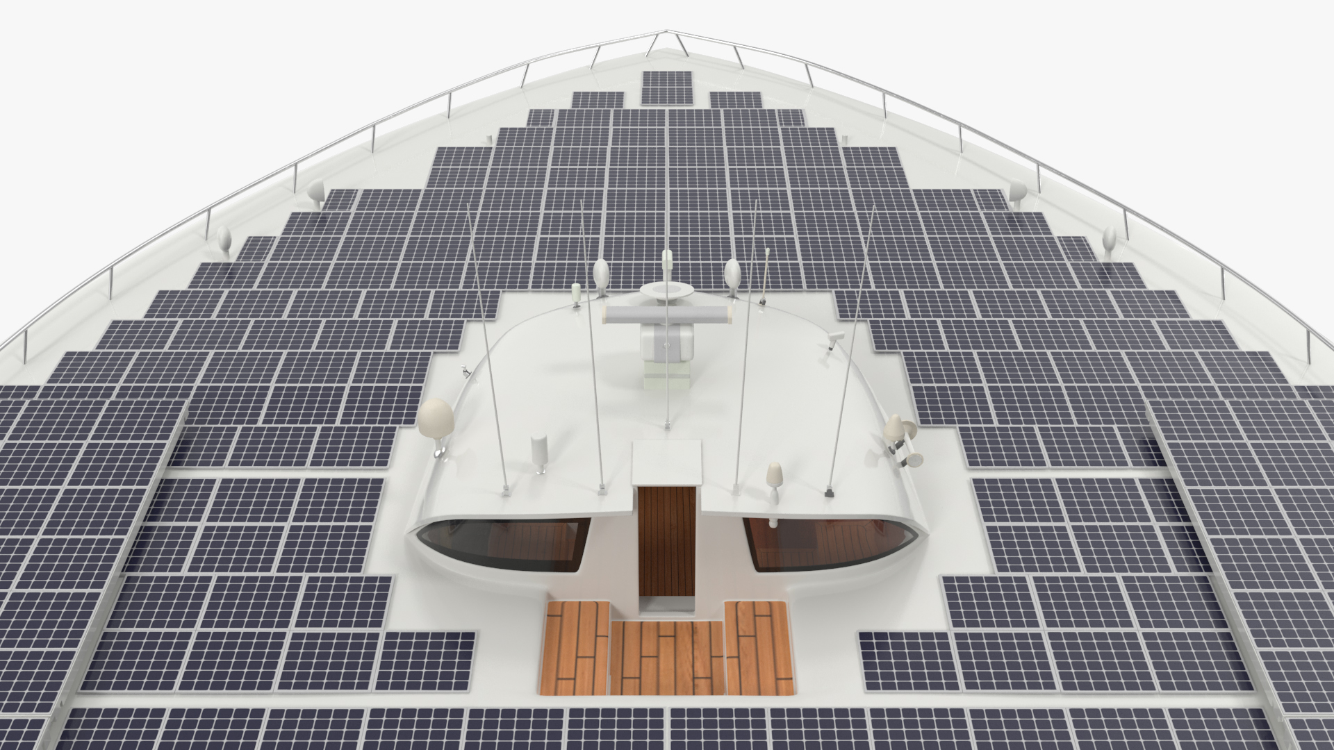 3D Electric Solar Powered Boat Simple Interior model