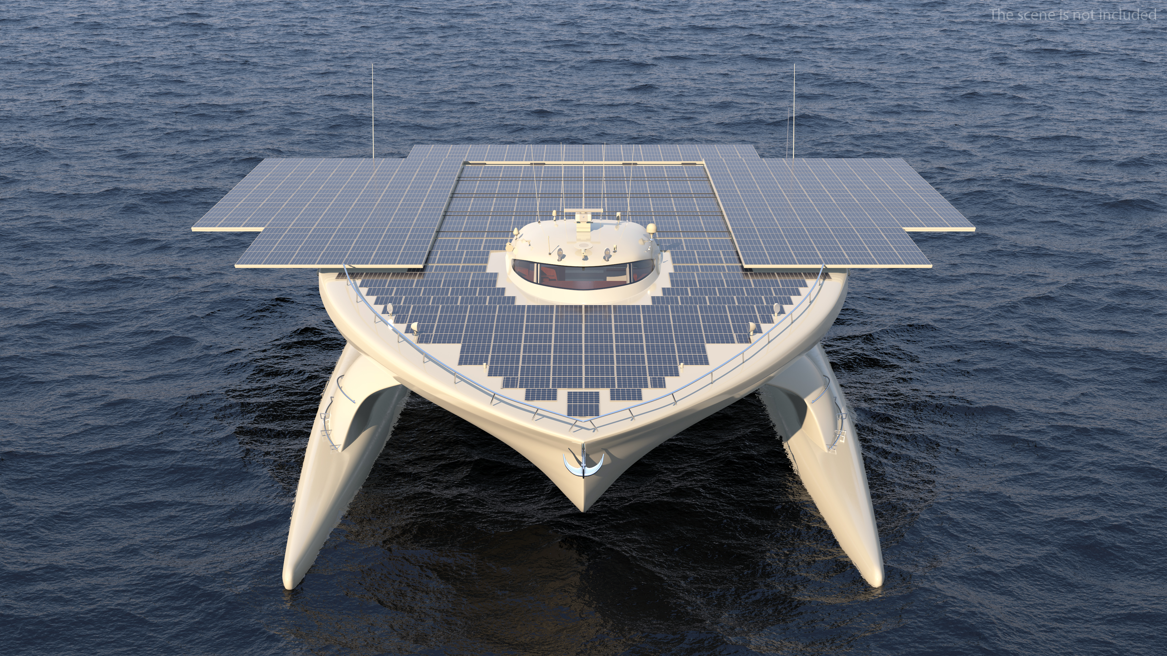 3D Electric Solar Powered Boat Simple Interior model