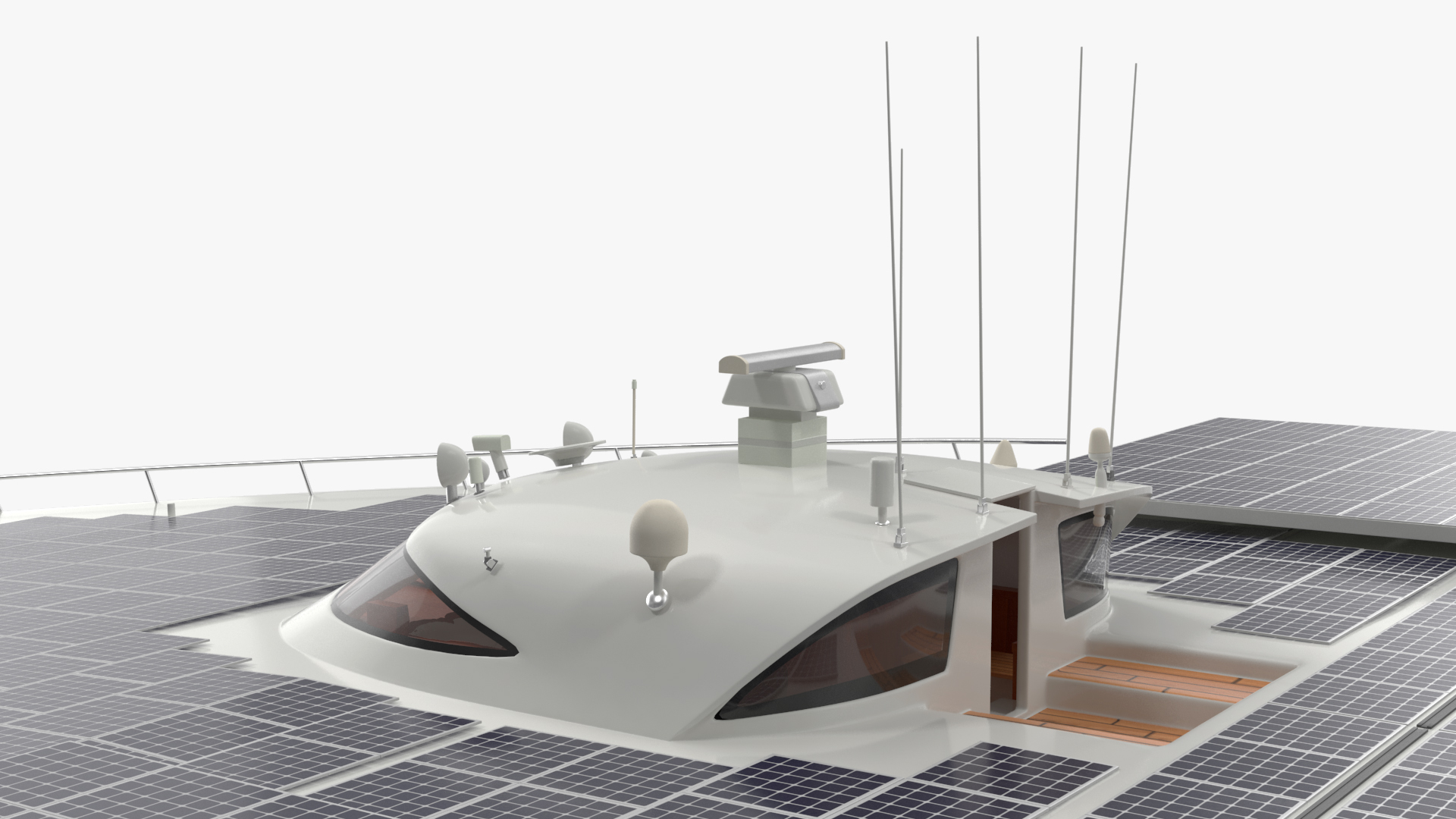 3D Electric Solar Powered Boat Simple Interior model
