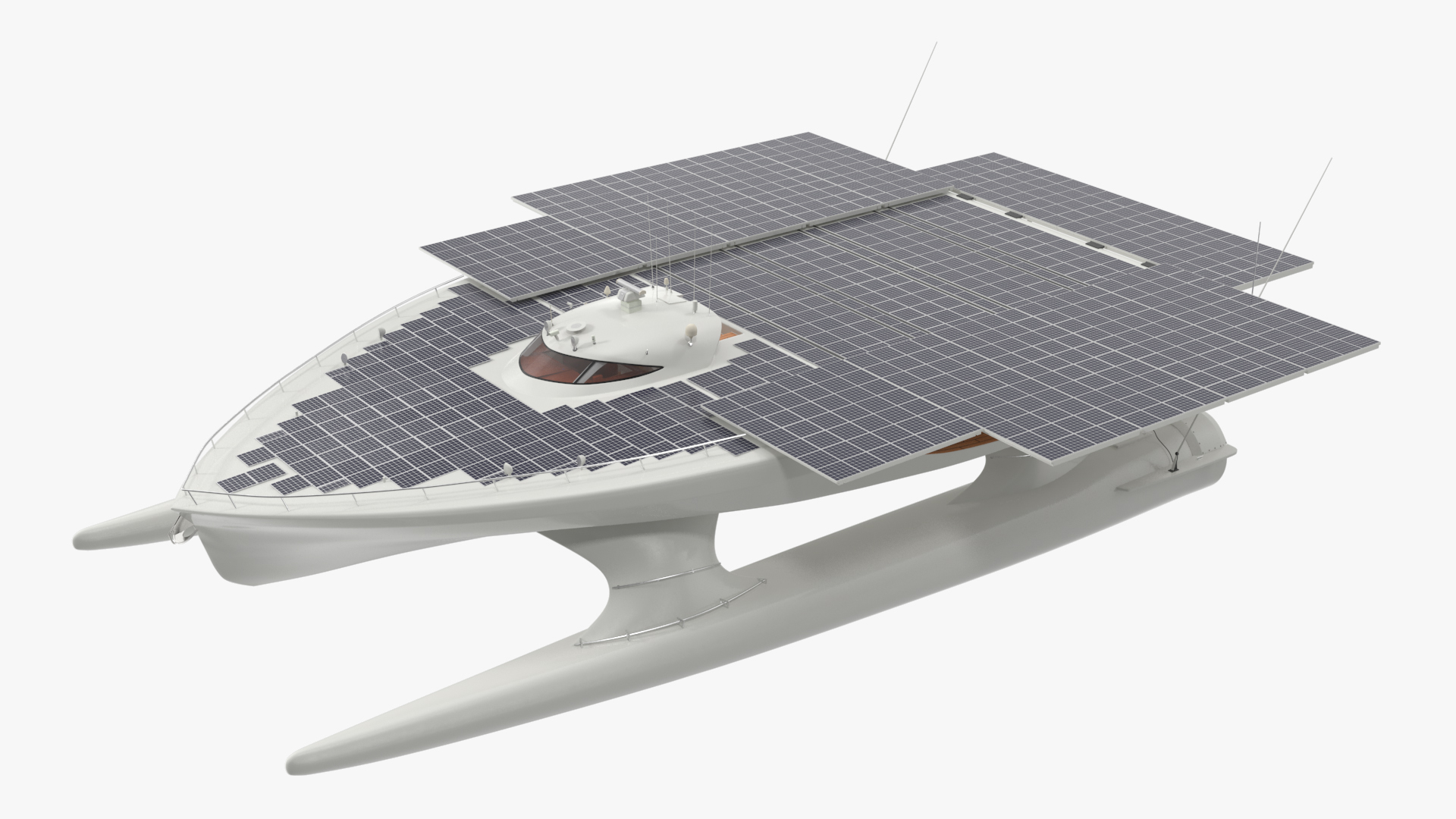3D Electric Solar Powered Boat Simple Interior model