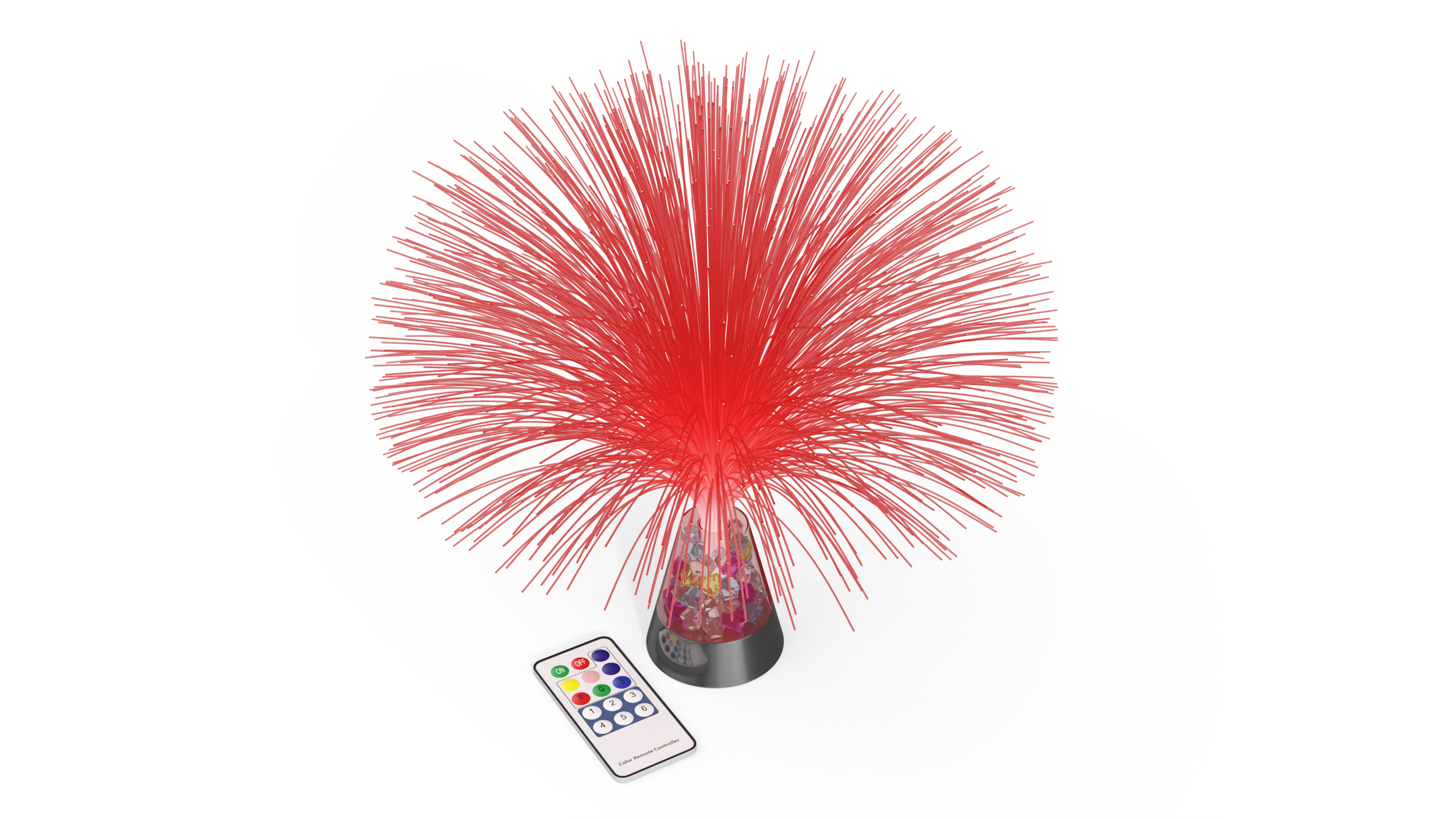 3D Fiber Optic Fountain Lamp with Remote Red