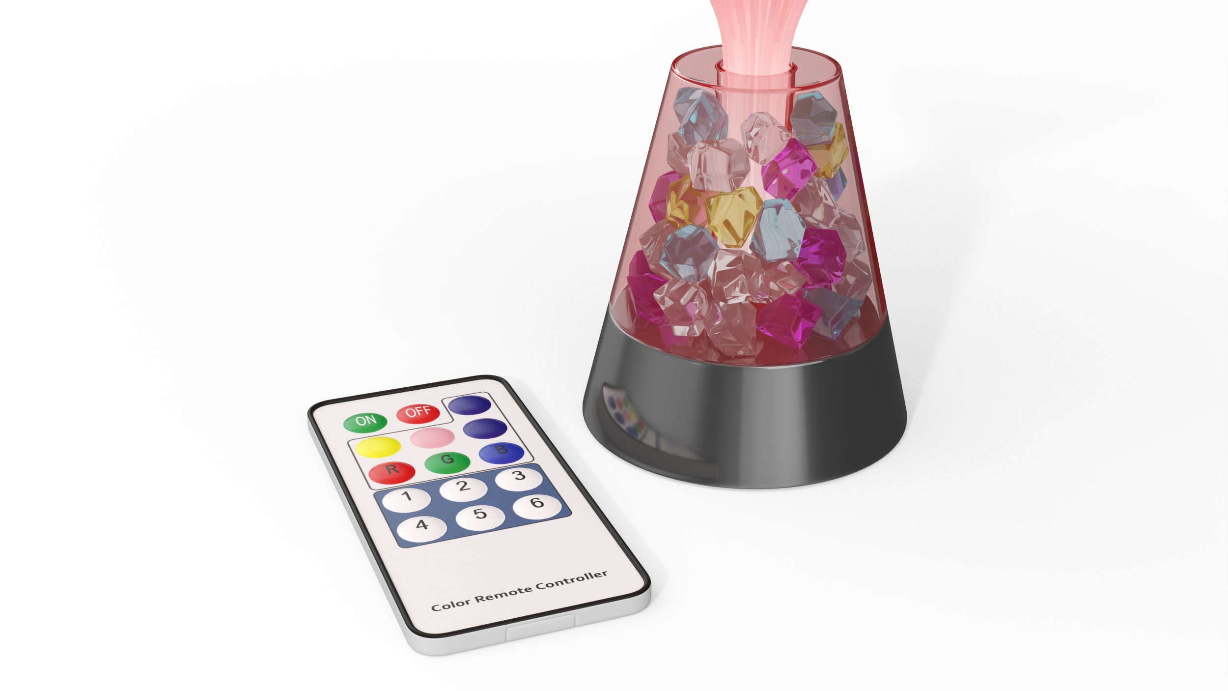 3D Fiber Optic Fountain Lamp with Remote Red