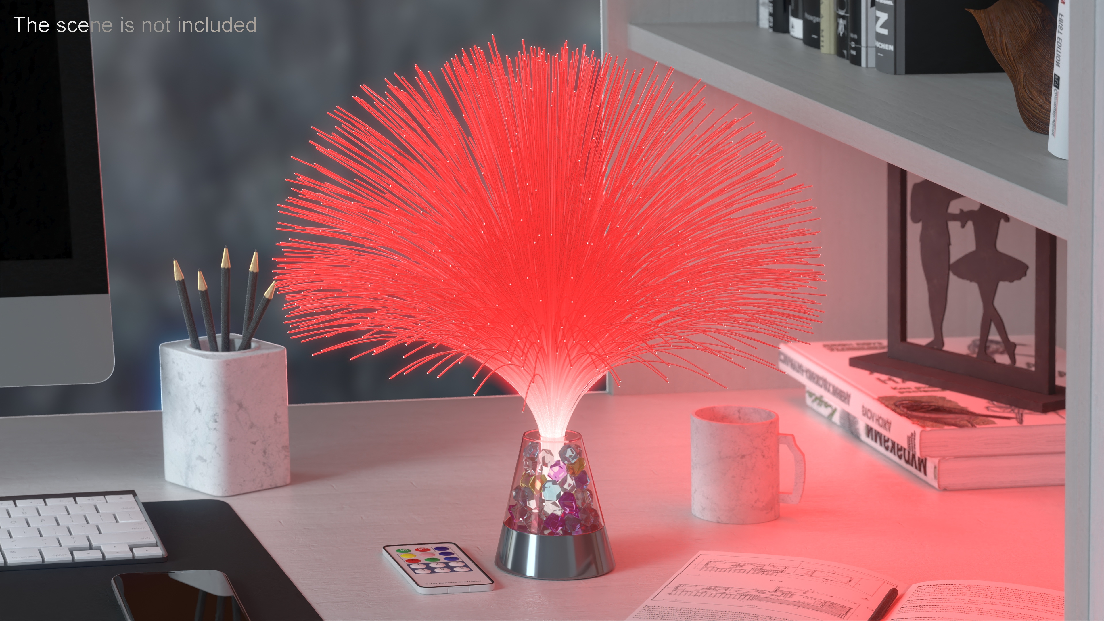 3D Fiber Optic Fountain Lamp with Remote Red