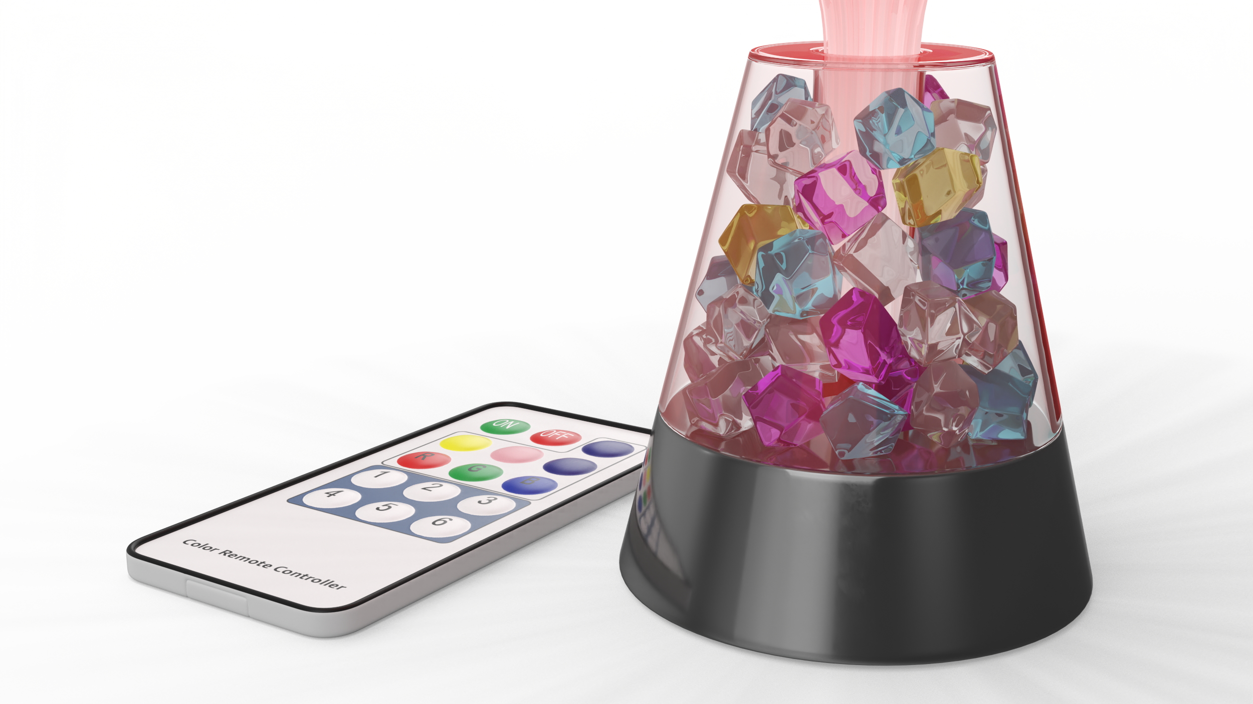 3D Fiber Optic Fountain Lamp with Remote Red