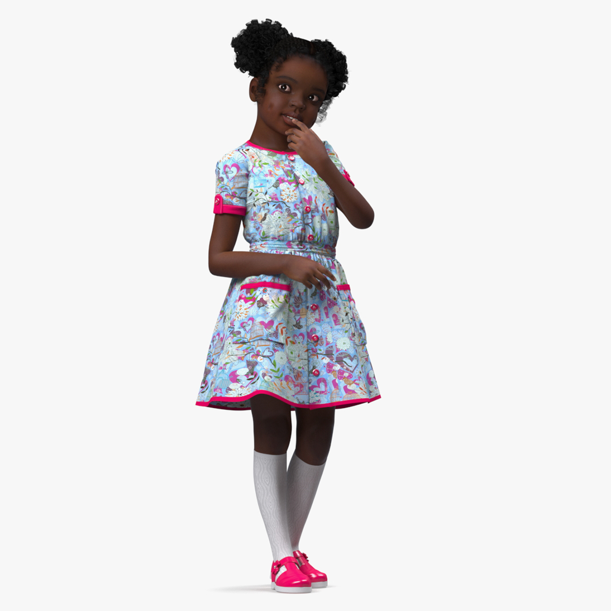 Black Child Girl Rigged for Maya 3D