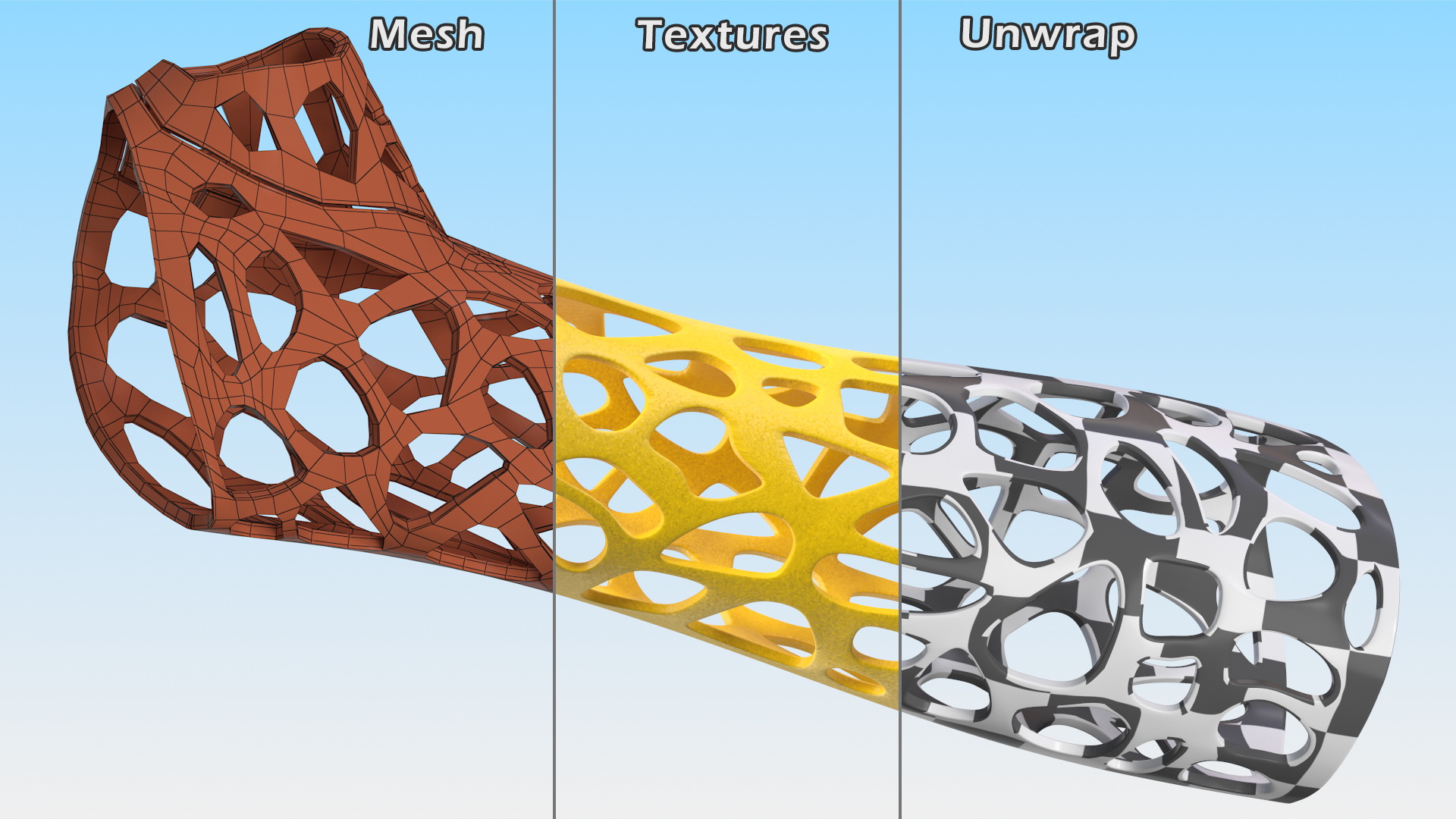 3D 3D-Printed Orthopedic Cast Hand Yellow model