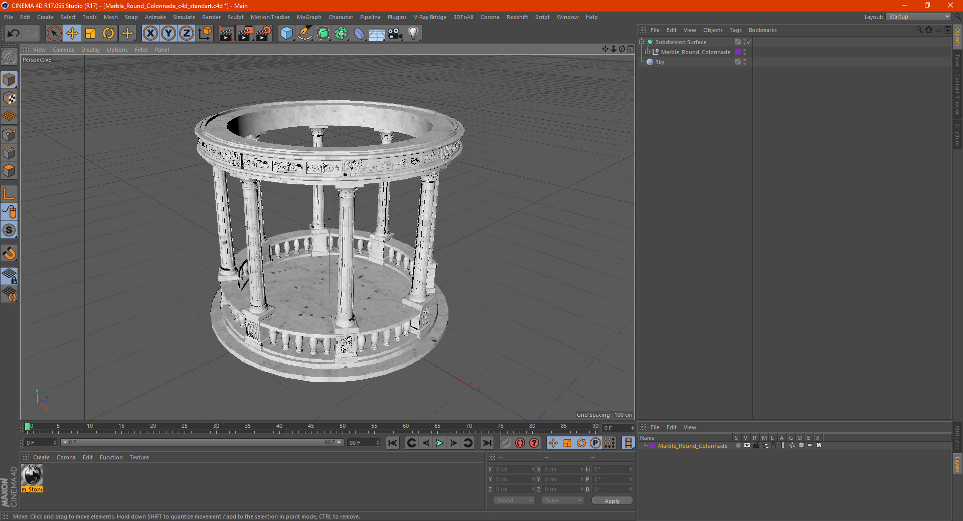 Marble Round Colonnade 3D