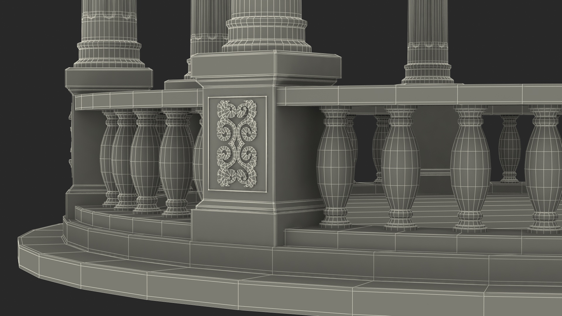 Marble Round Colonnade 3D