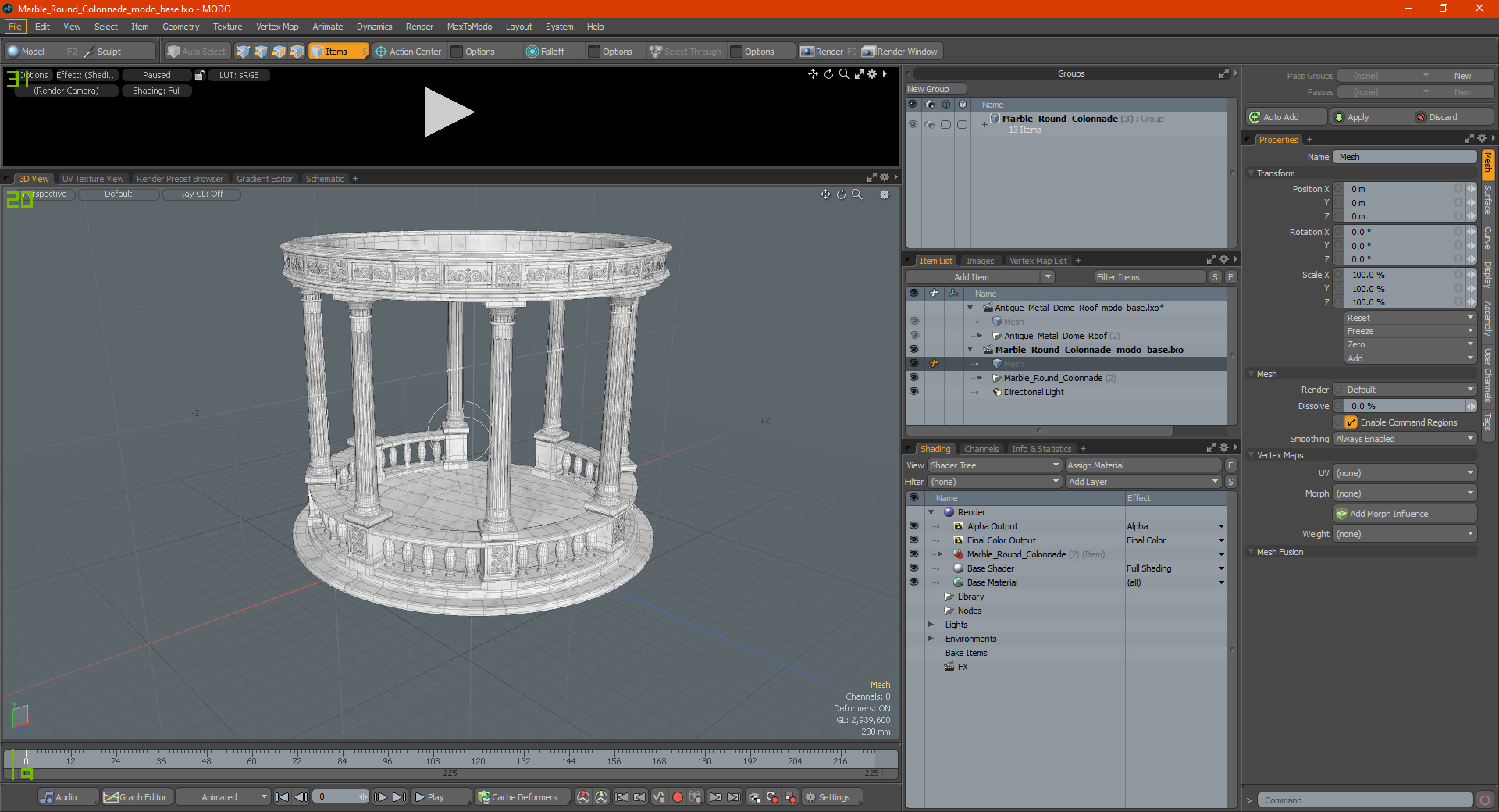 Marble Round Colonnade 3D