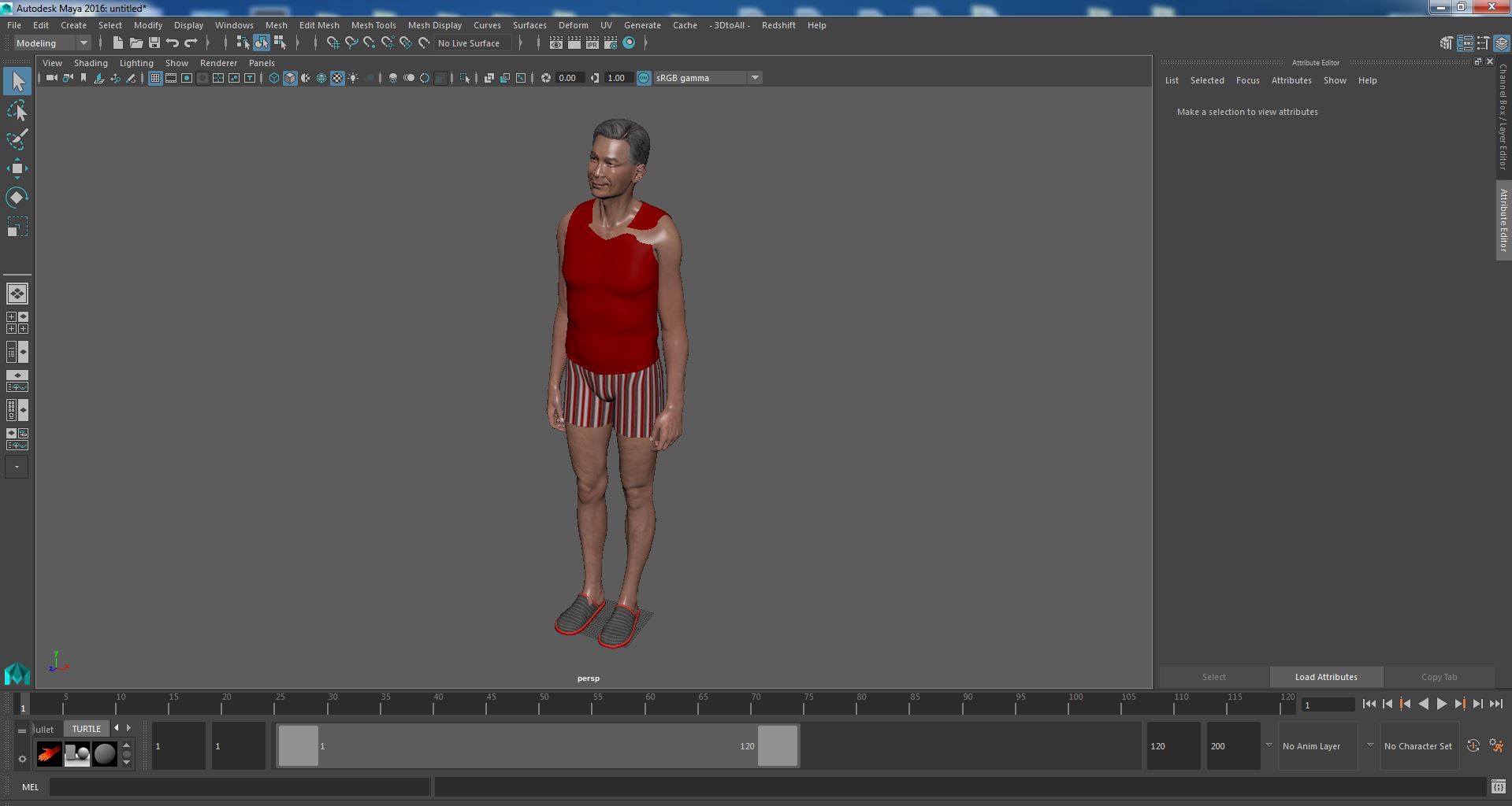 Korean Elderly Man Wearing Underclothes 3D model