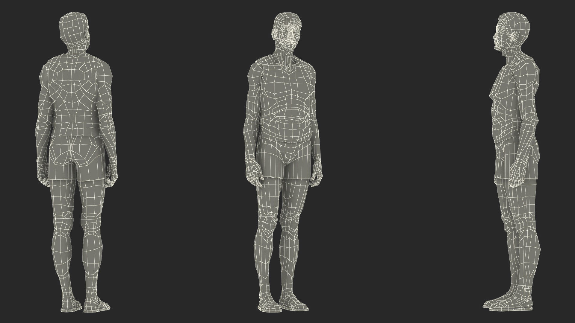 Korean Elderly Man Wearing Underclothes 3D model
