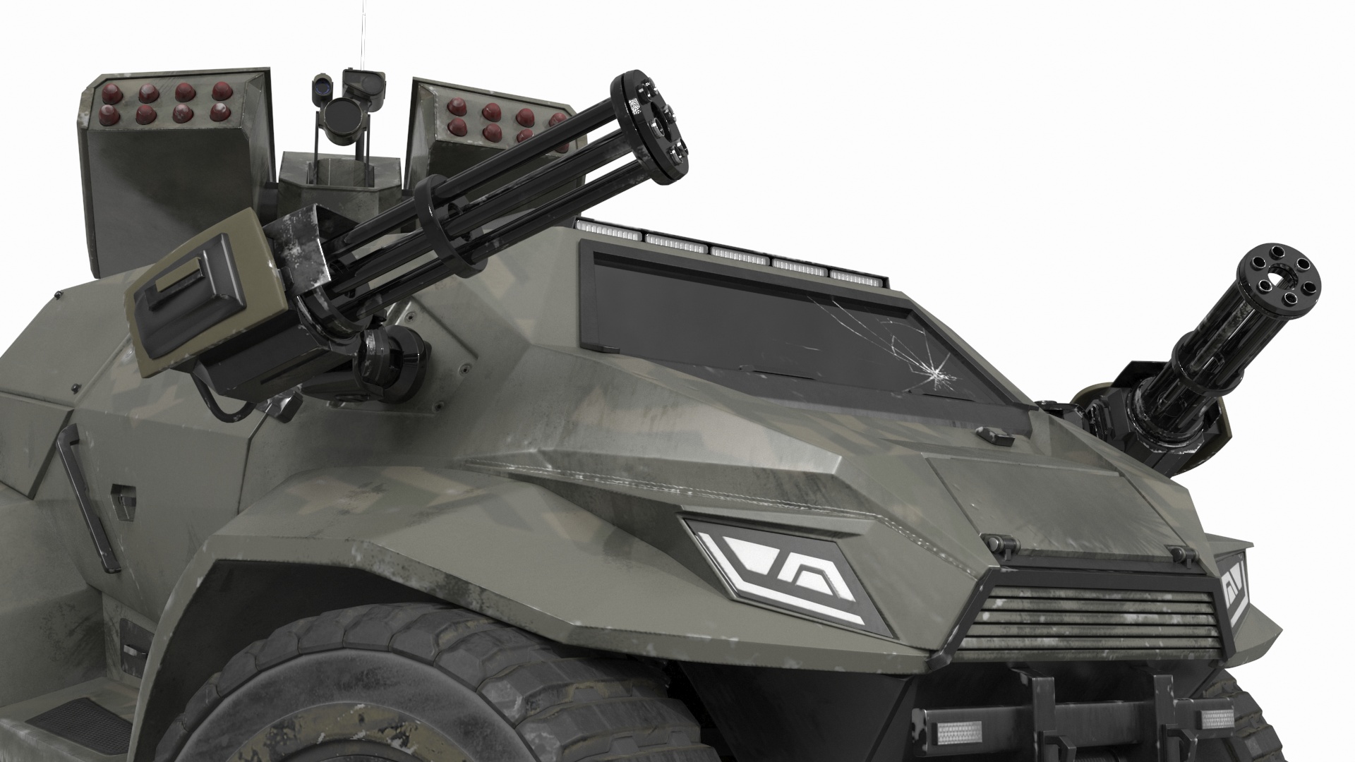 Worn Fantastic Military Vehicle Khaki Rigged 3D model