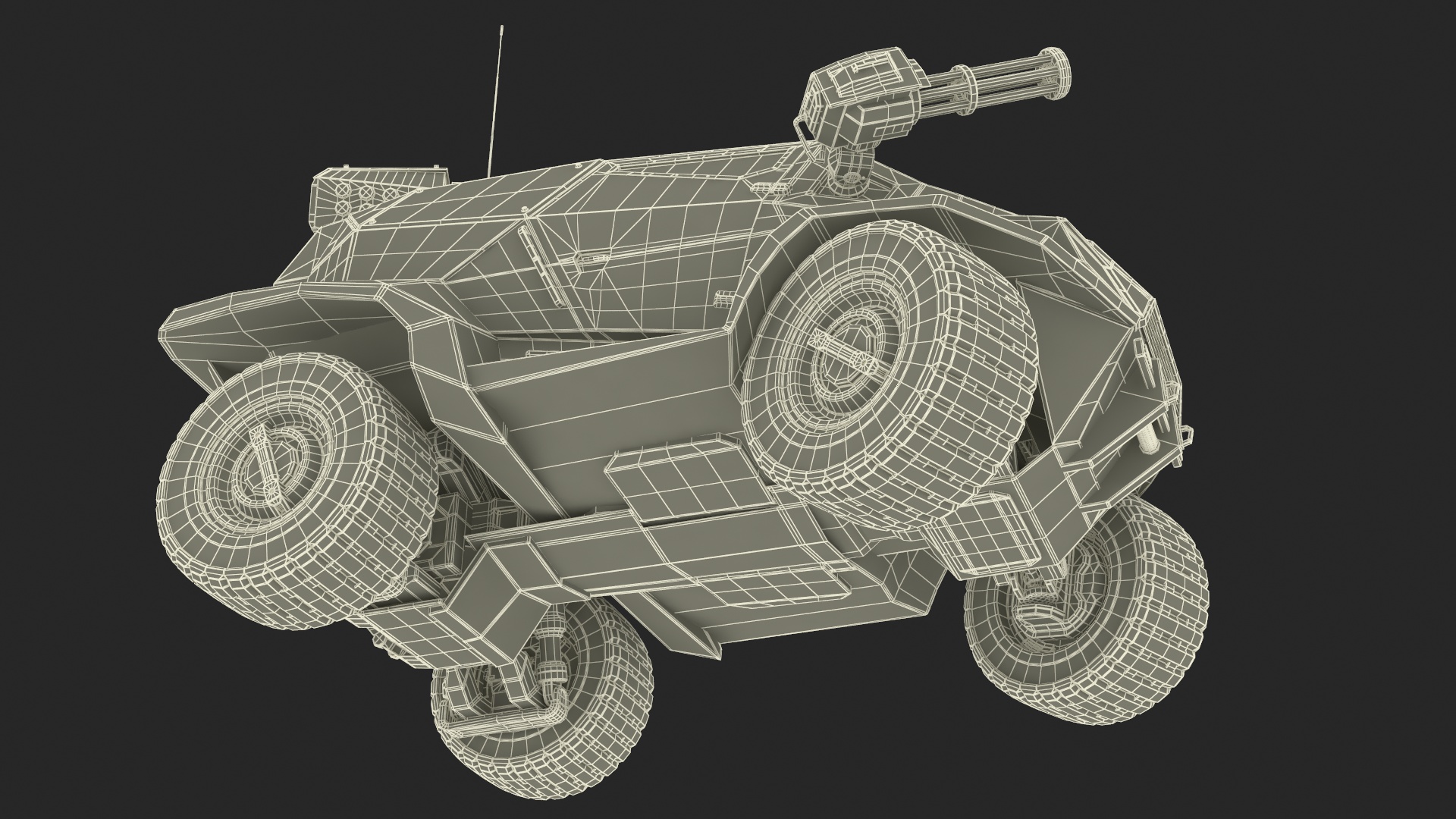 Worn Fantastic Military Vehicle Khaki Rigged 3D model