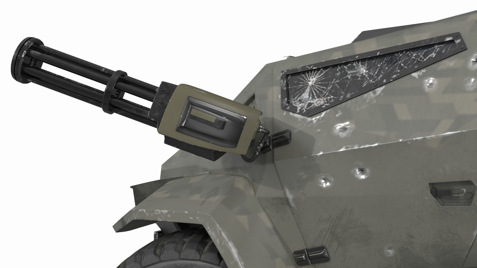 Worn Fantastic Military Vehicle Khaki Rigged 3D model