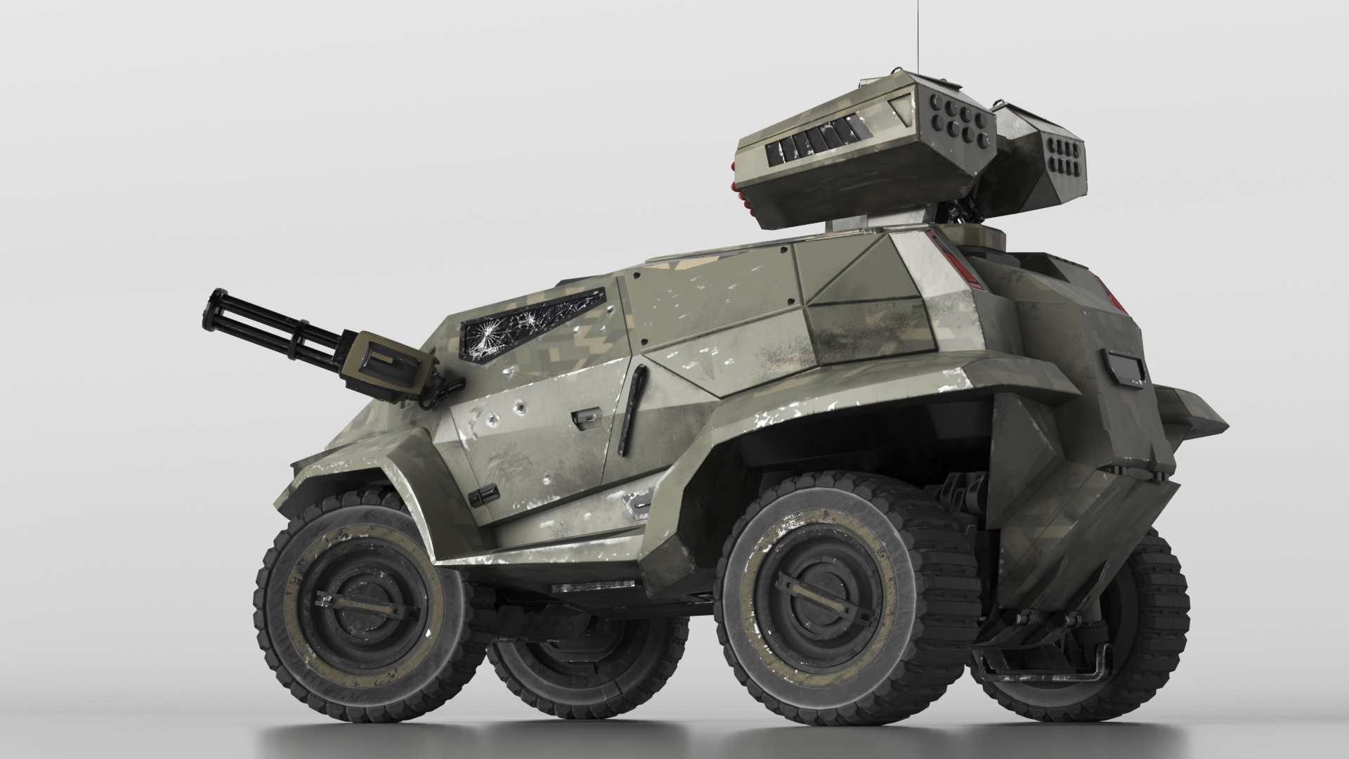 Worn Fantastic Military Vehicle Khaki Rigged 3D model