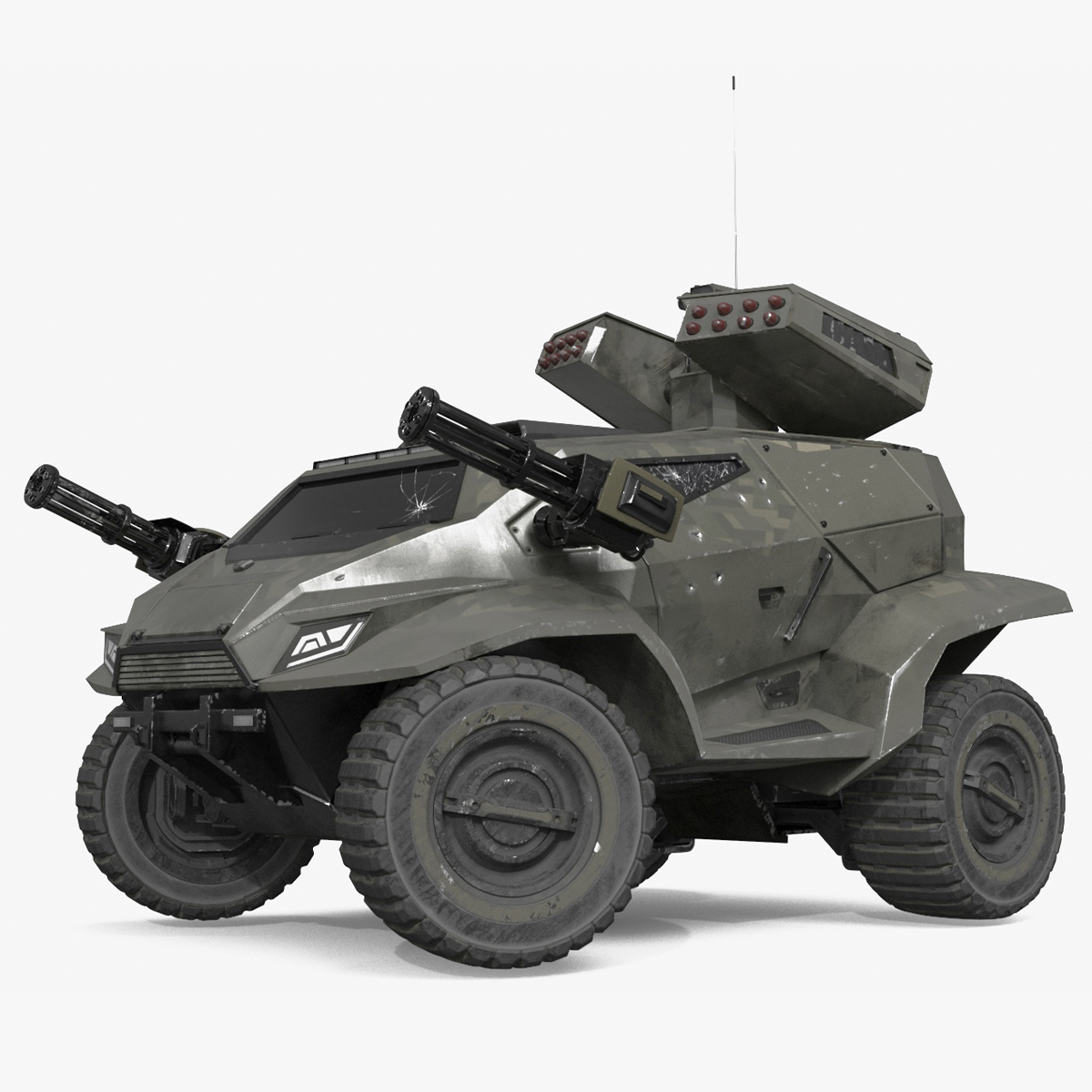 Worn Fantastic Military Vehicle Khaki Rigged 3D model