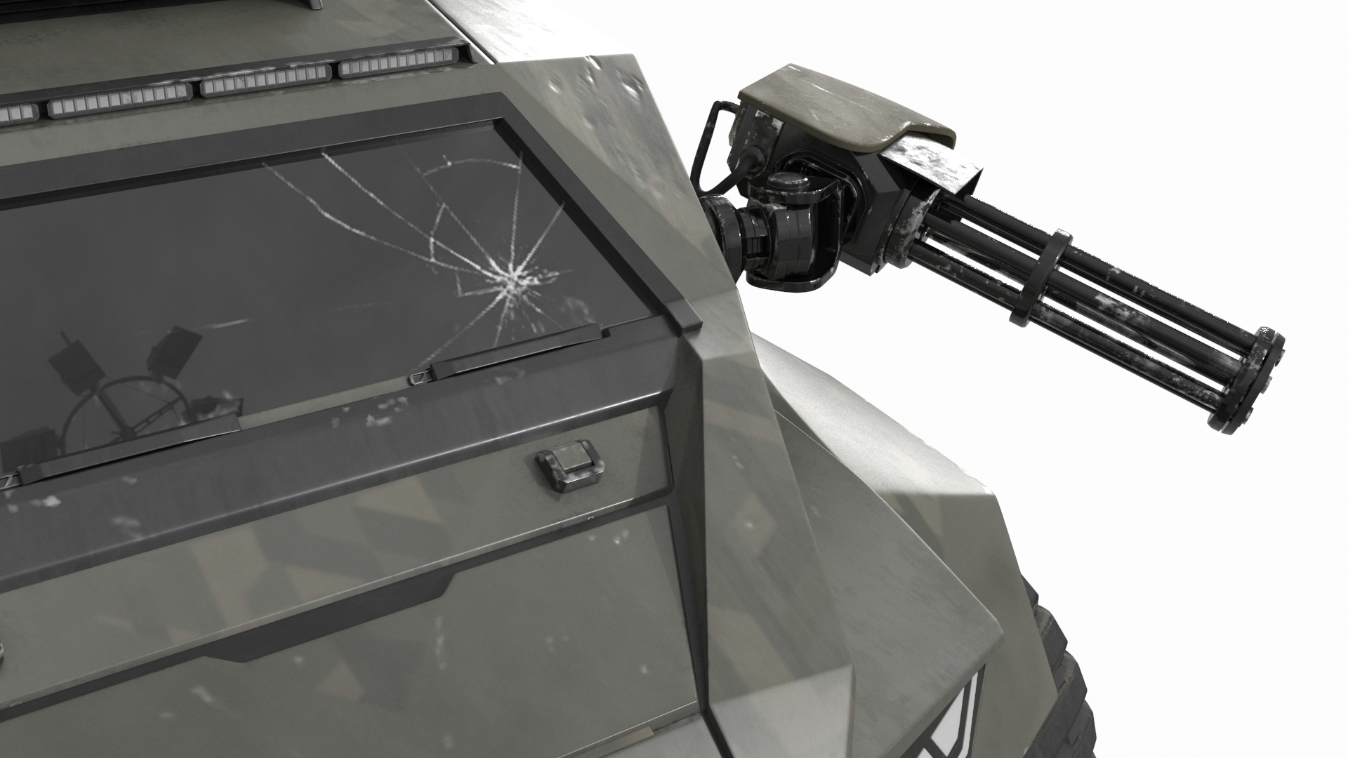 Worn Fantastic Military Vehicle Khaki Rigged 3D model