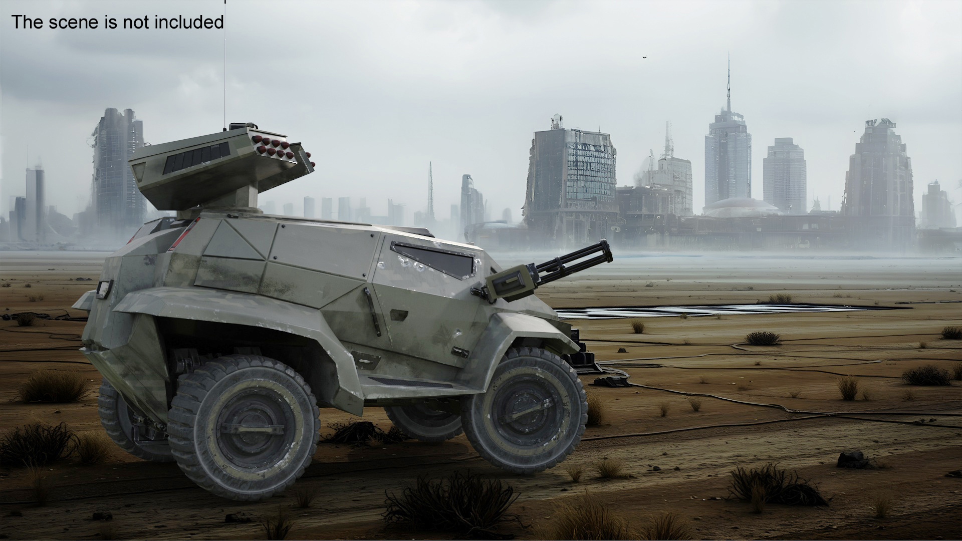 Worn Fantastic Military Vehicle Khaki Rigged 3D model