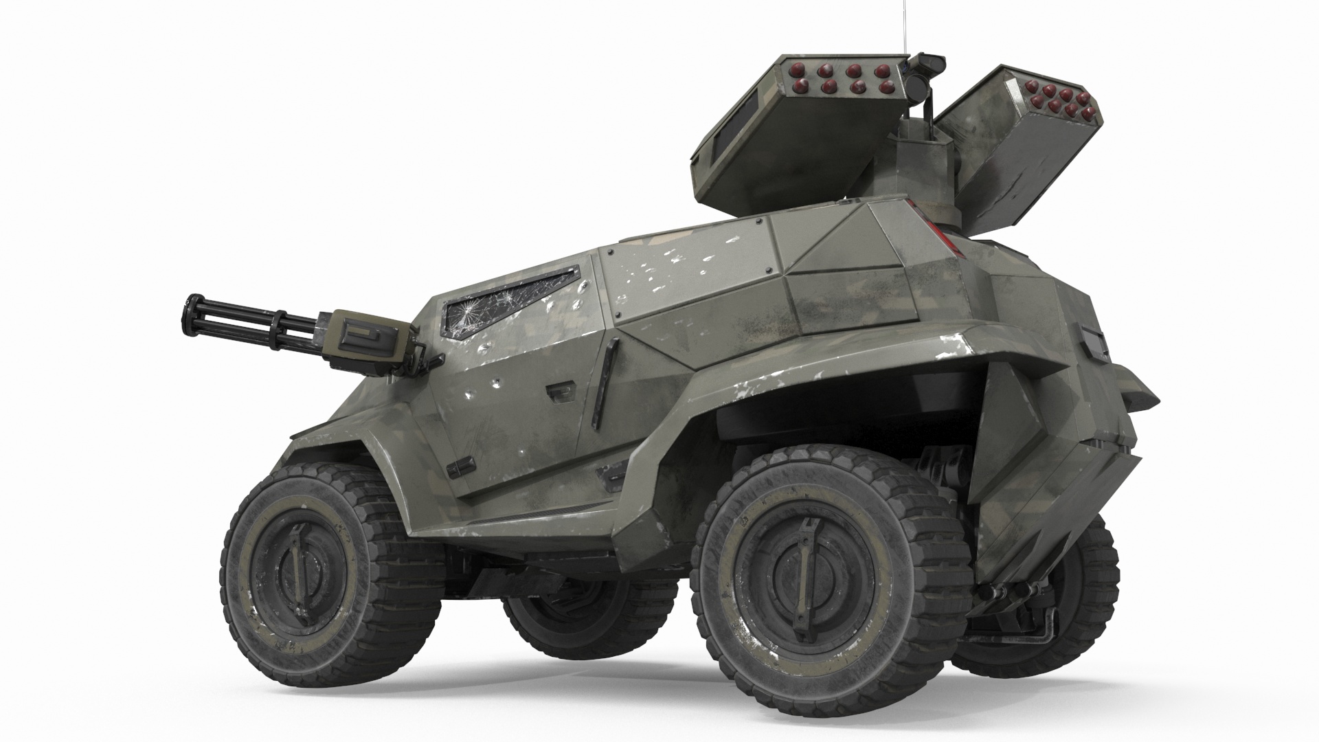 Worn Fantastic Military Vehicle Khaki Rigged 3D model
