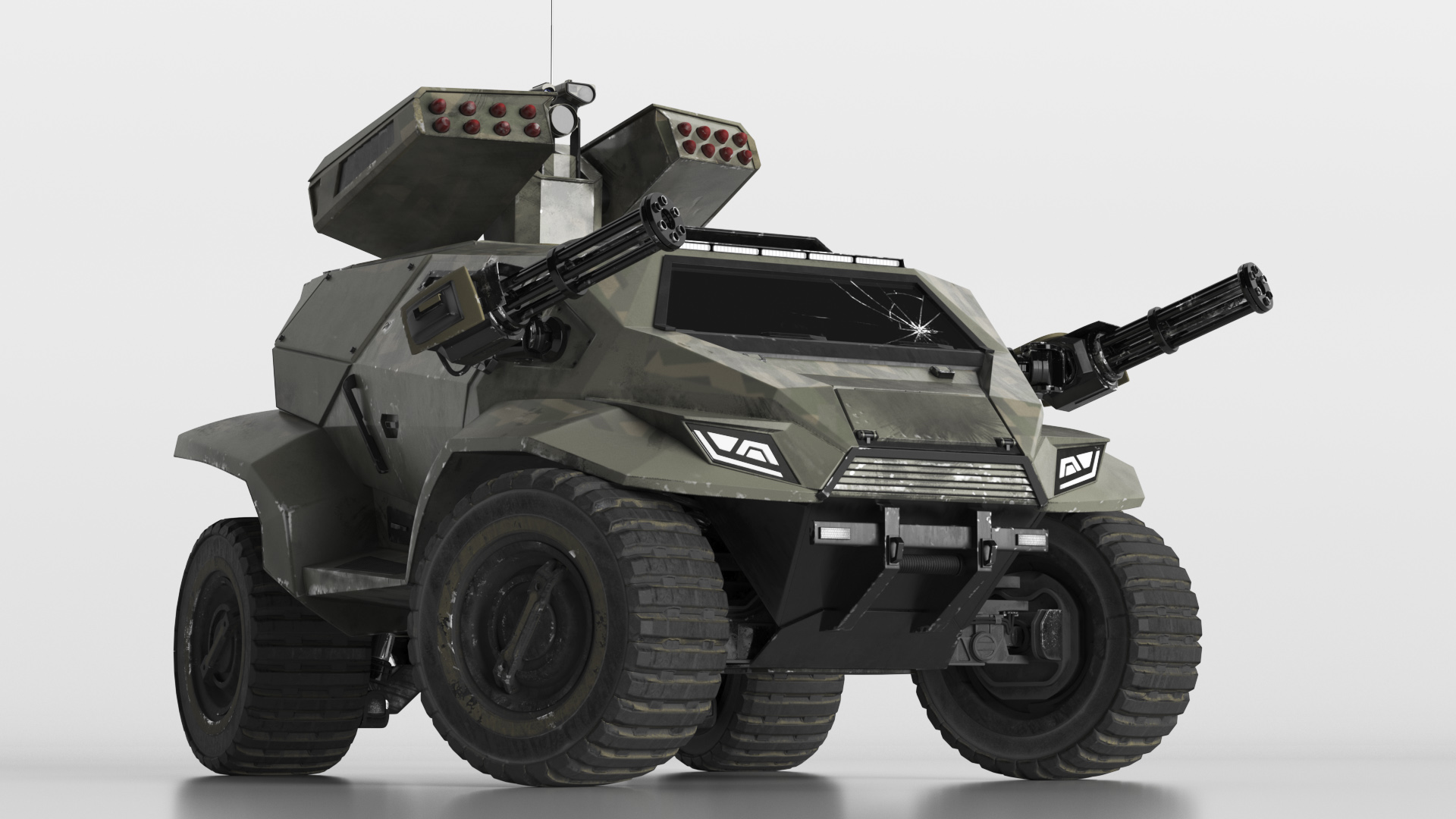 Worn Fantastic Military Vehicle Khaki Rigged 3D model