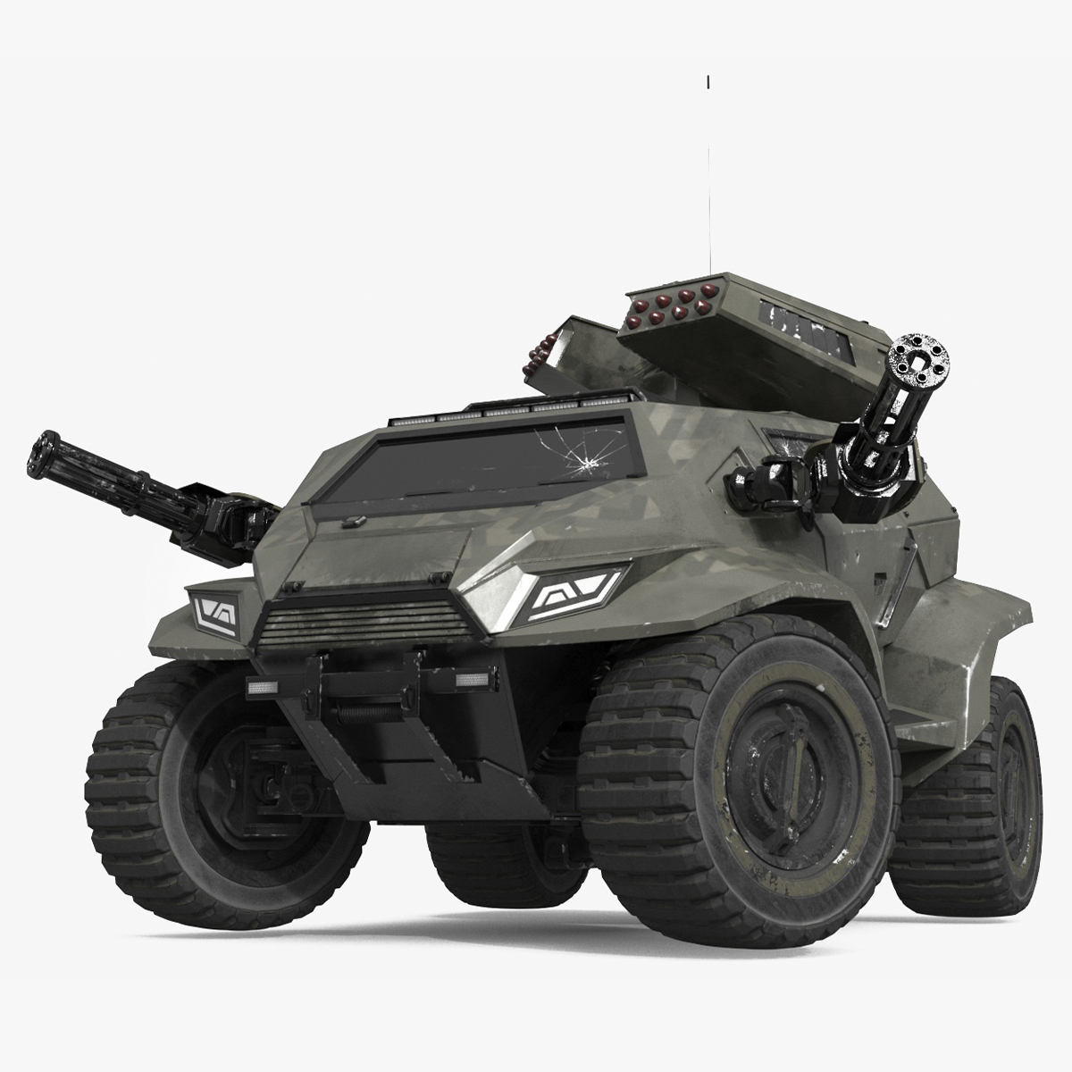 Worn Fantastic Military Vehicle Khaki Rigged 3D model