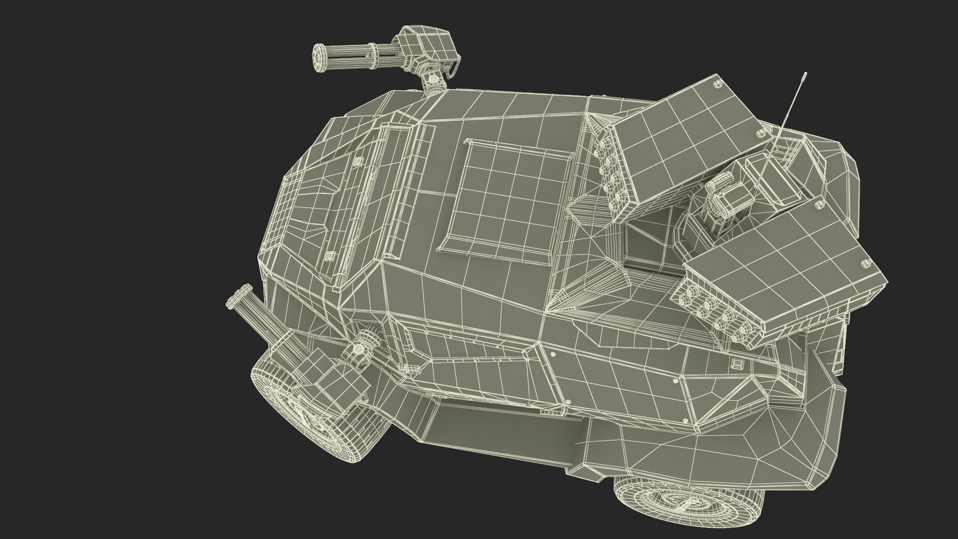 Worn Fantastic Military Vehicle Khaki Rigged 3D model