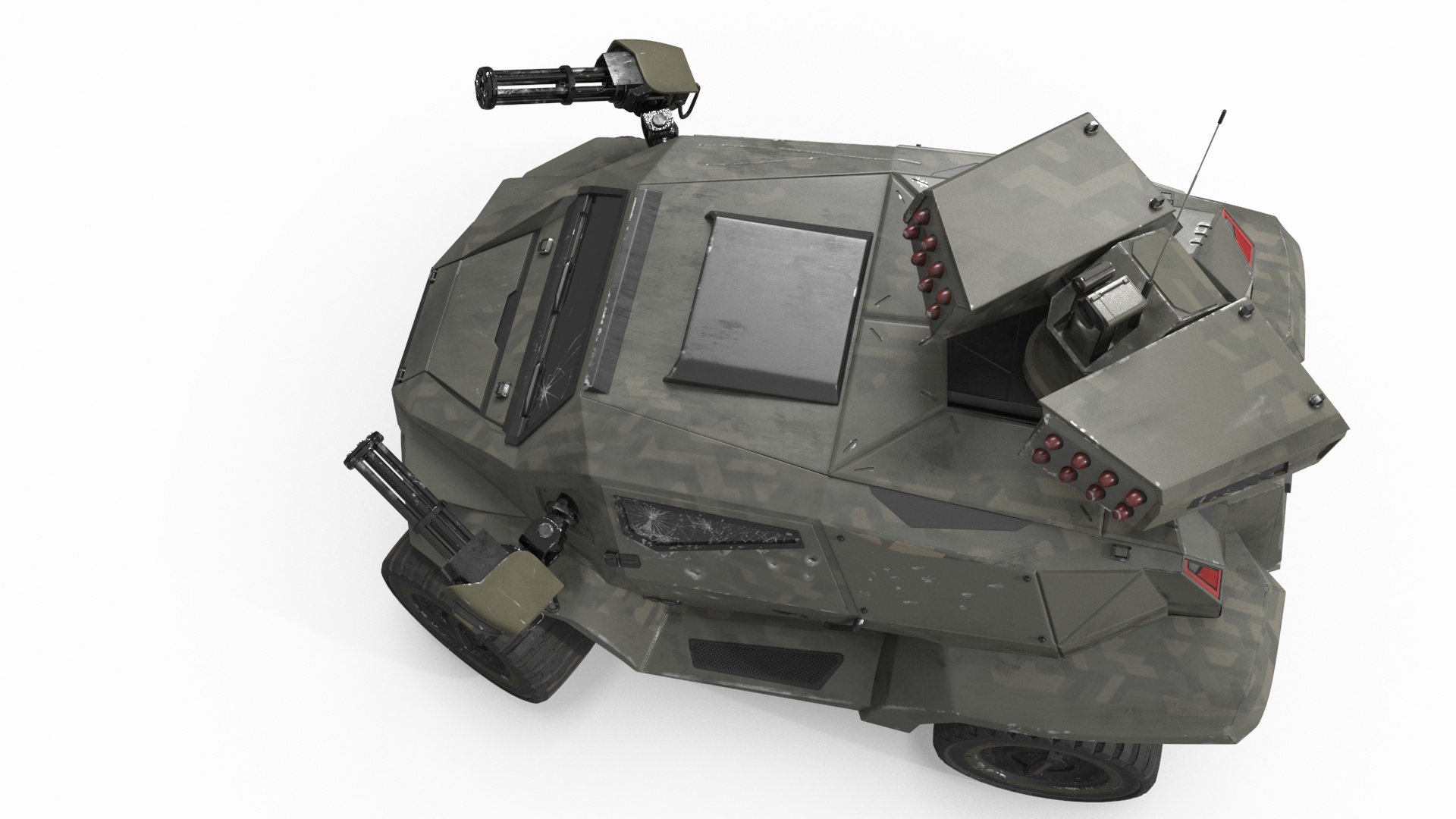 Worn Fantastic Military Vehicle Khaki Rigged 3D model