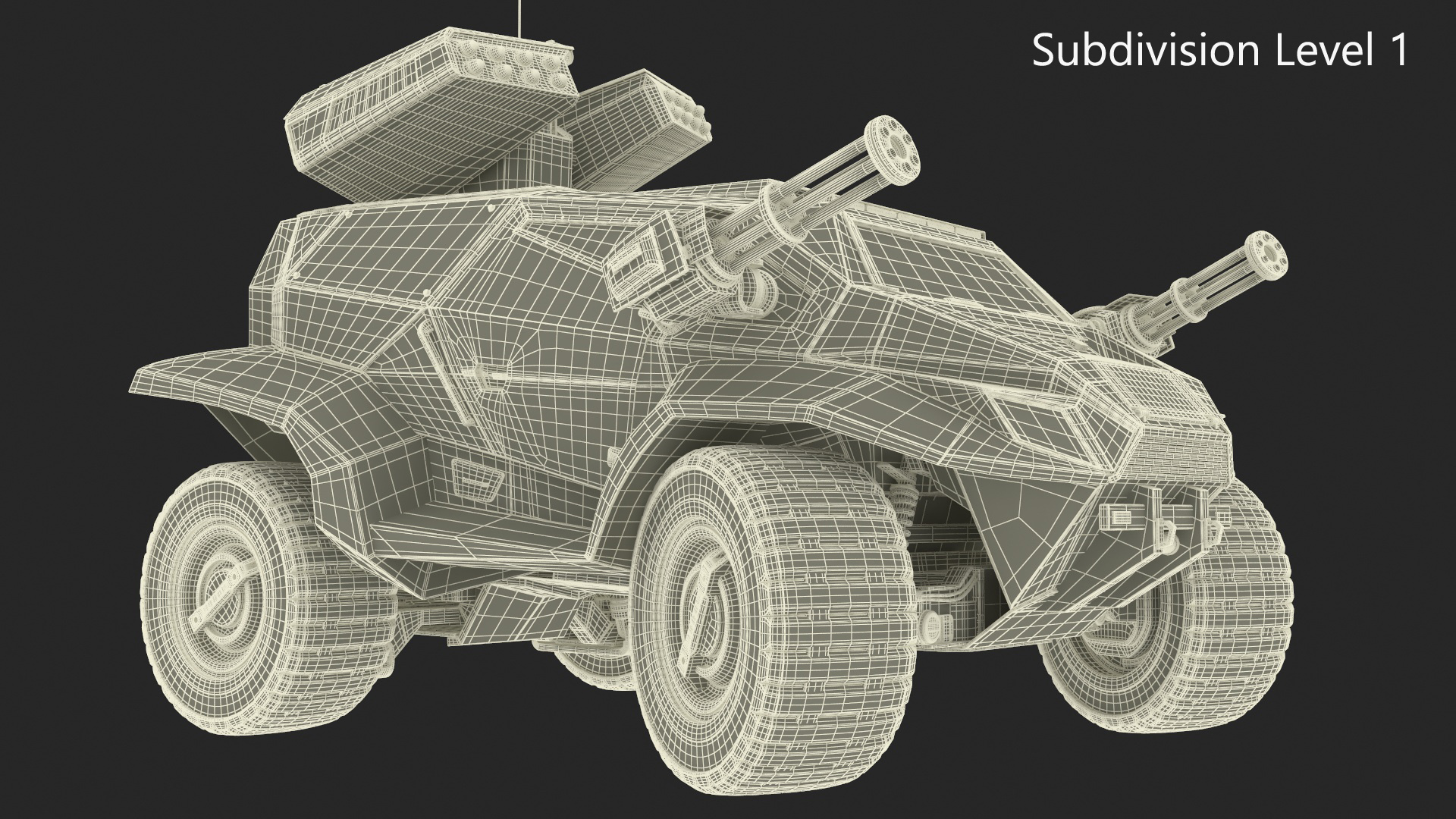 Worn Fantastic Military Vehicle Khaki Rigged 3D model