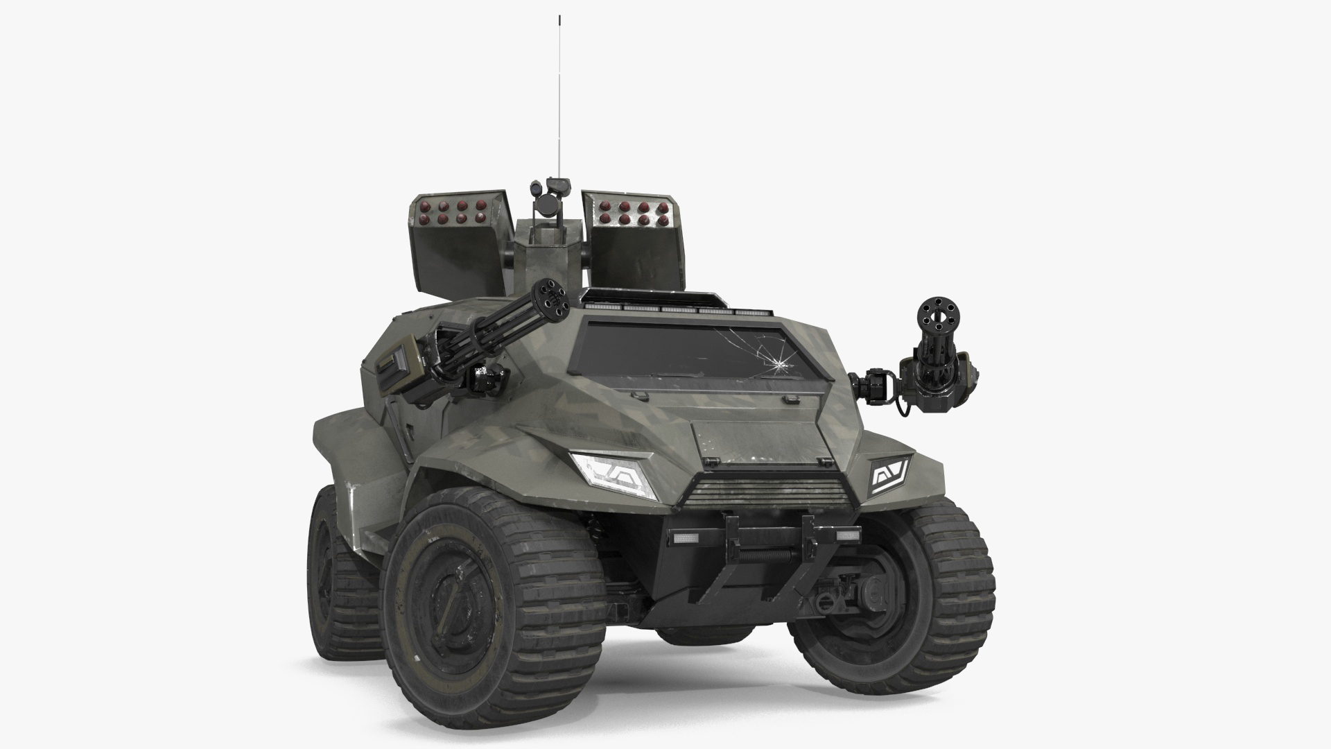 Worn Fantastic Military Vehicle Khaki Rigged 3D model