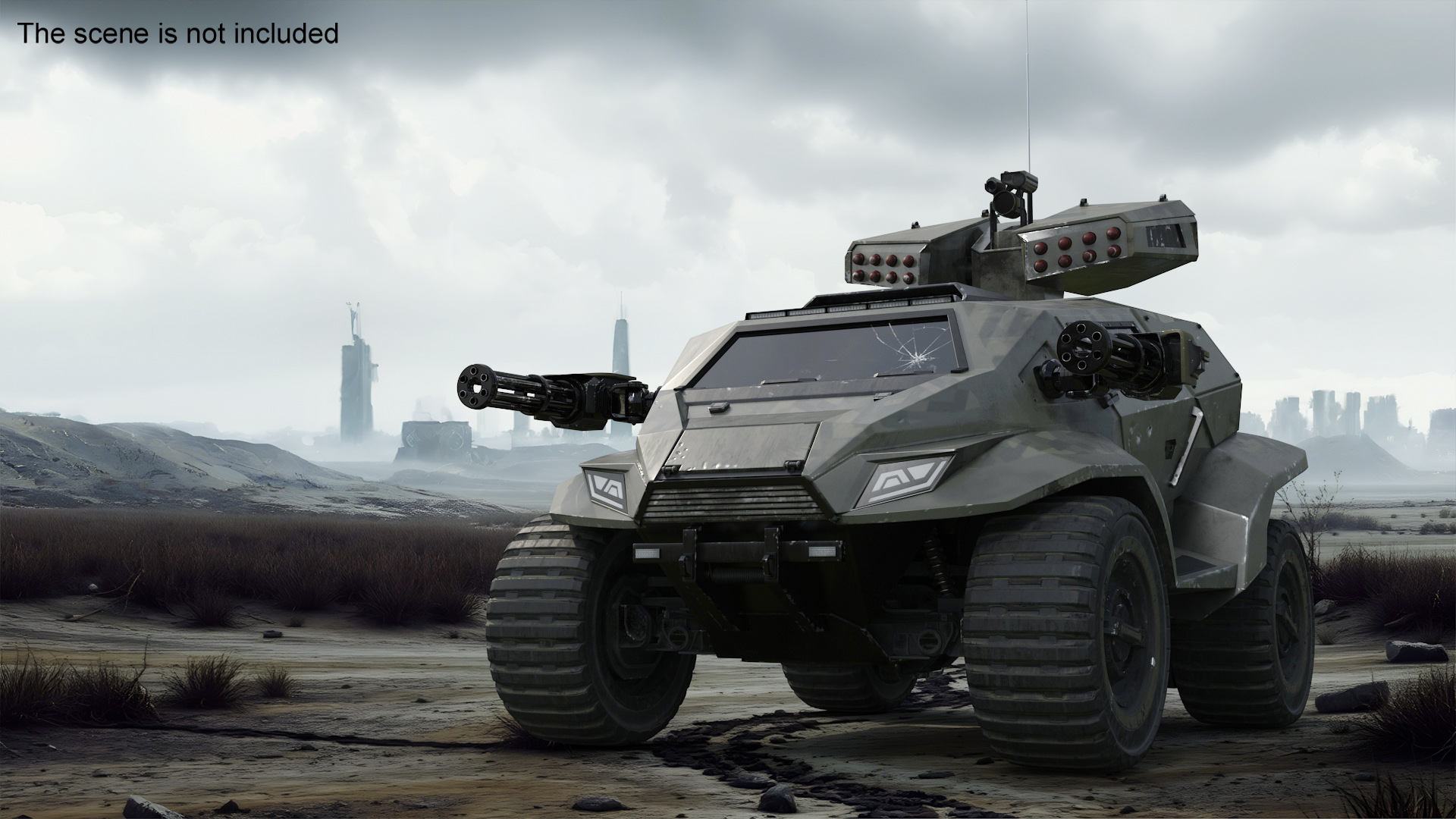 Worn Fantastic Military Vehicle Khaki Rigged 3D model