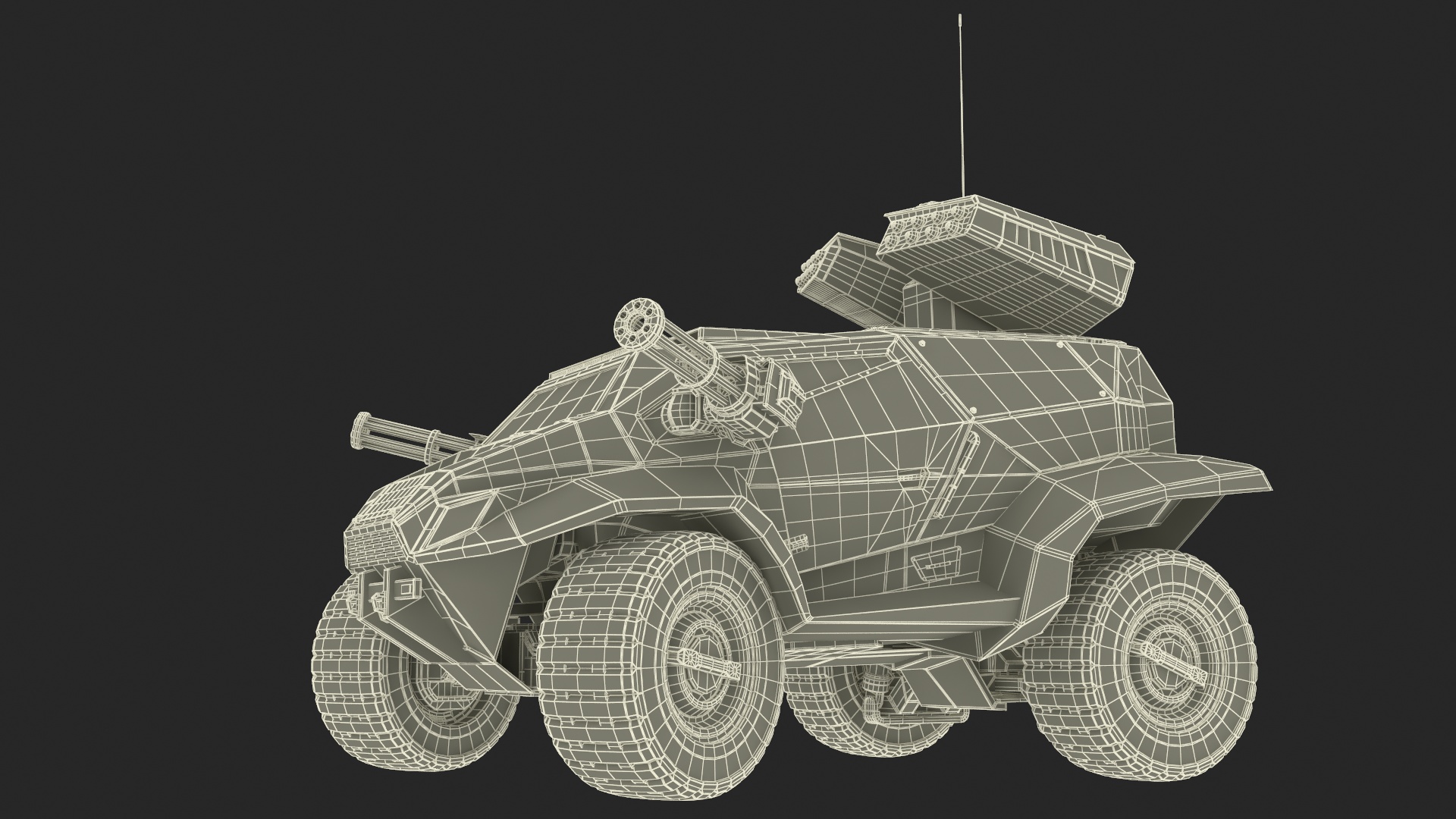 Worn Fantastic Military Vehicle Khaki Rigged 3D model
