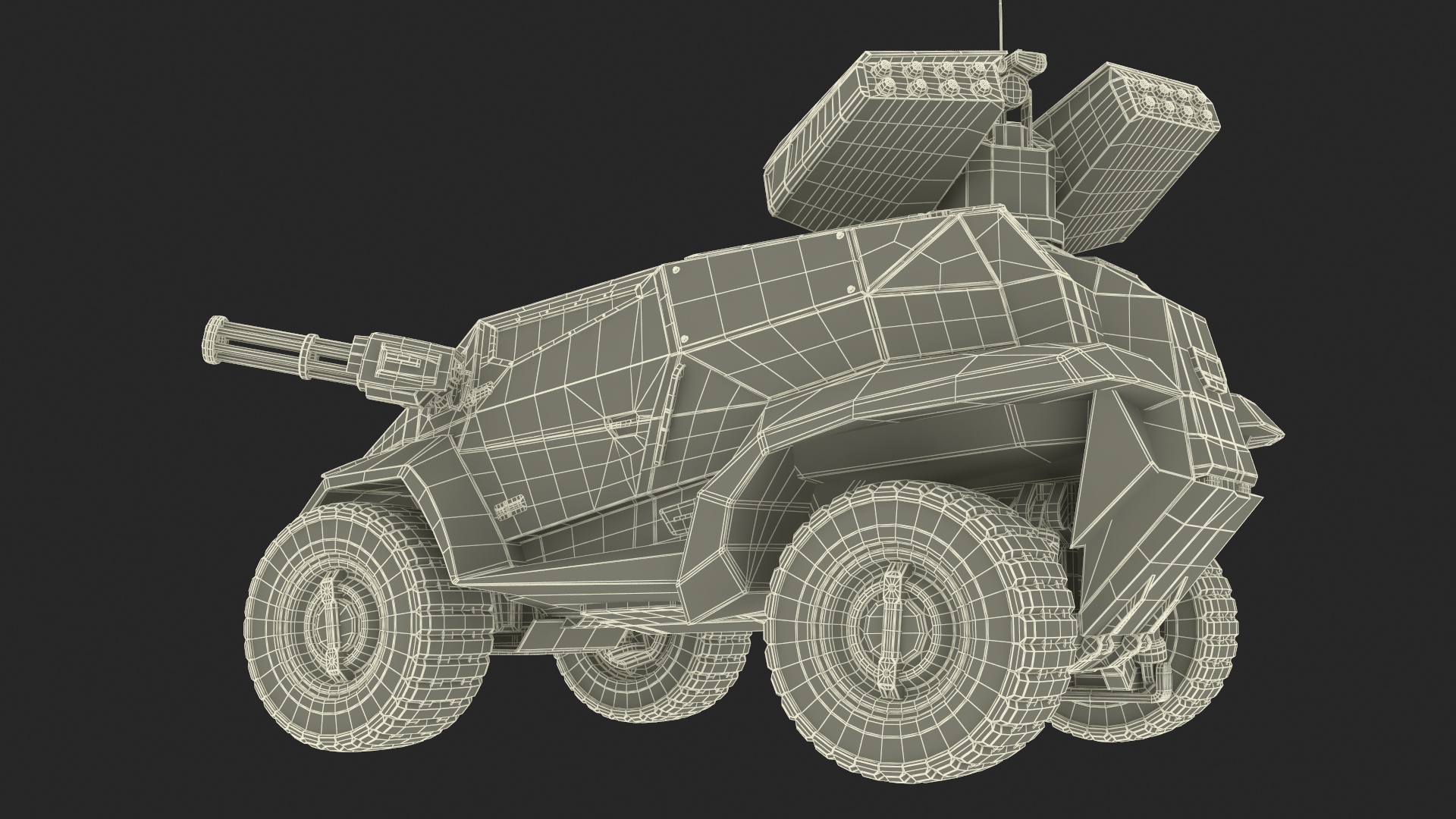 Worn Fantastic Military Vehicle Khaki Rigged 3D model