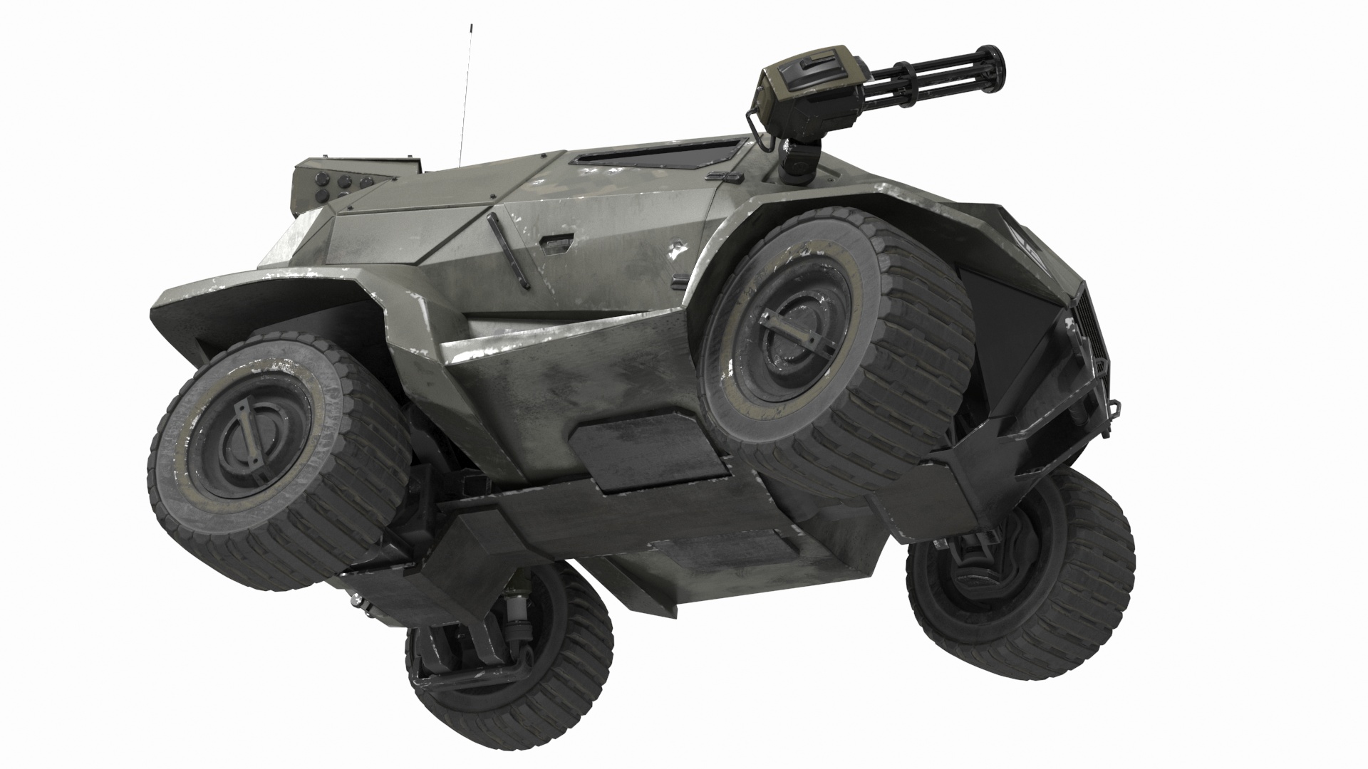 Worn Fantastic Military Vehicle Khaki Rigged 3D model