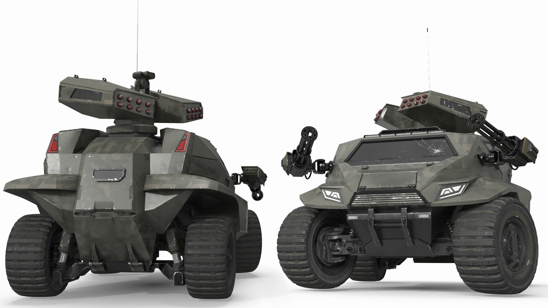 Worn Fantastic Military Vehicle Khaki Rigged 3D model