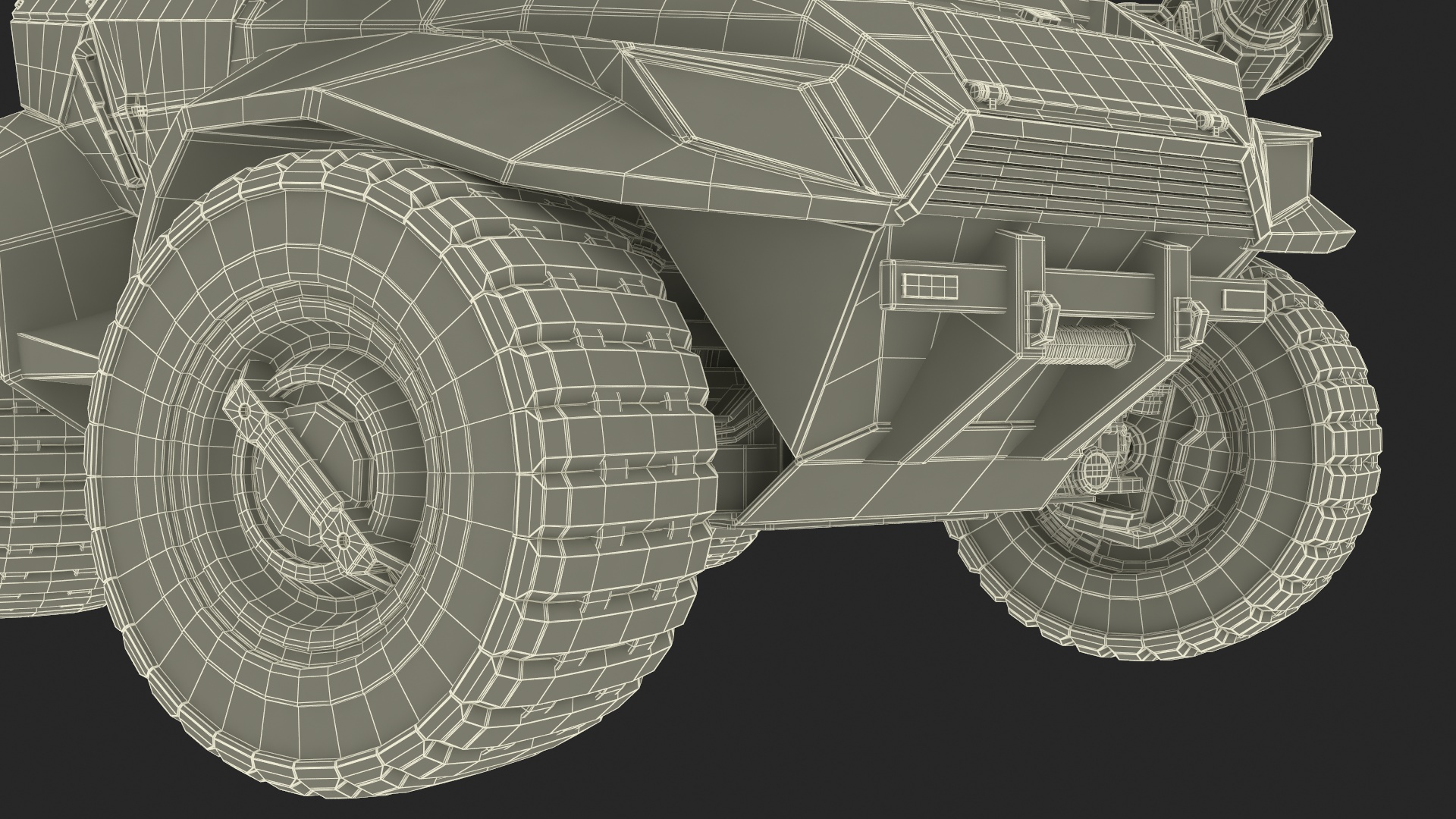 Worn Fantastic Military Vehicle Khaki Rigged 3D model