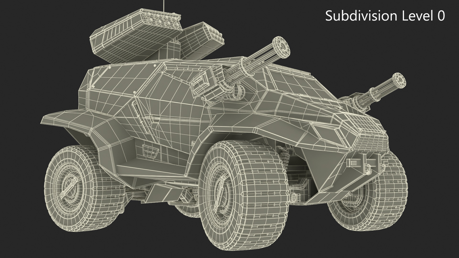 Worn Fantastic Military Vehicle Khaki Rigged 3D model