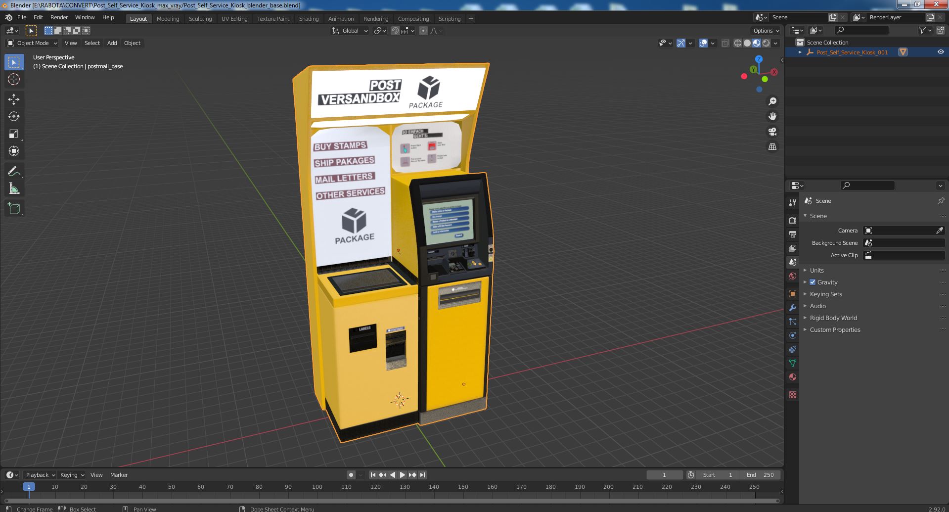 3D Post Self Service Kiosk model
