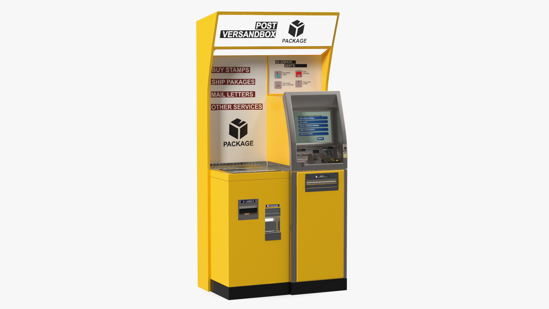 3D Post Self Service Kiosk model